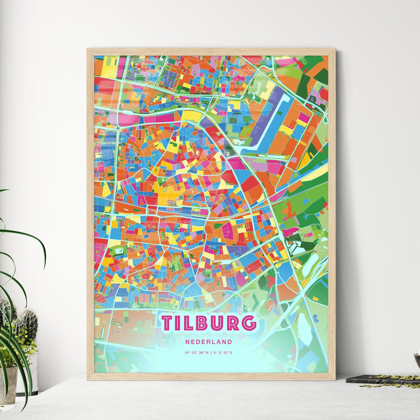 Colorful TILBURG NETHERLANDS Fine Art Map Crazy Colors
