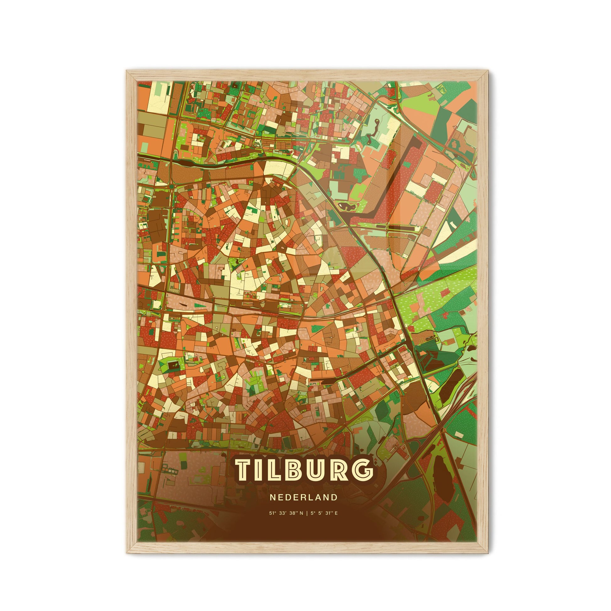 Colorful TILBURG NETHERLANDS Fine Art Map Farmhouse