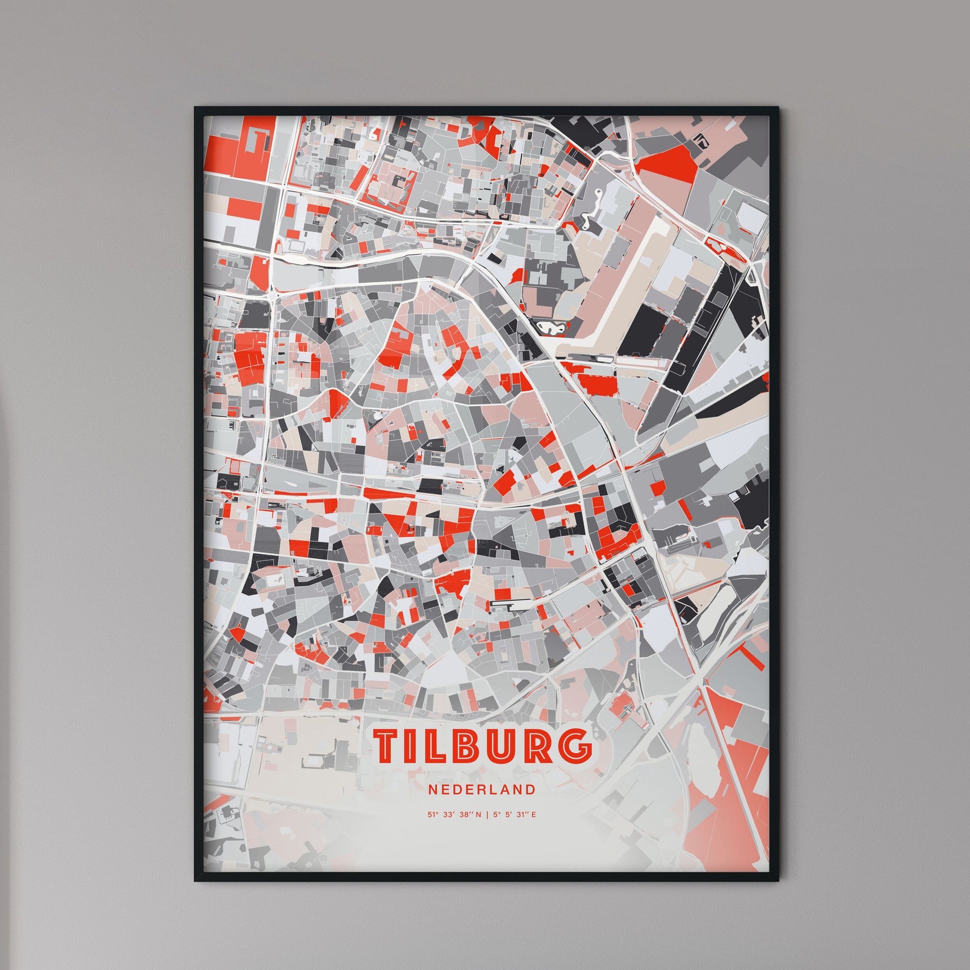 Colorful TILBURG NETHERLANDS Fine Art Map Modern