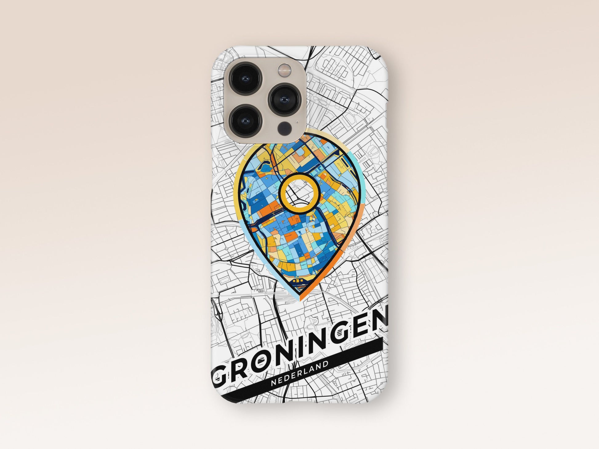 Groningen Netherlands slim phone case with colorful icon. Birthday, wedding or housewarming gift. Couple match cases. 1