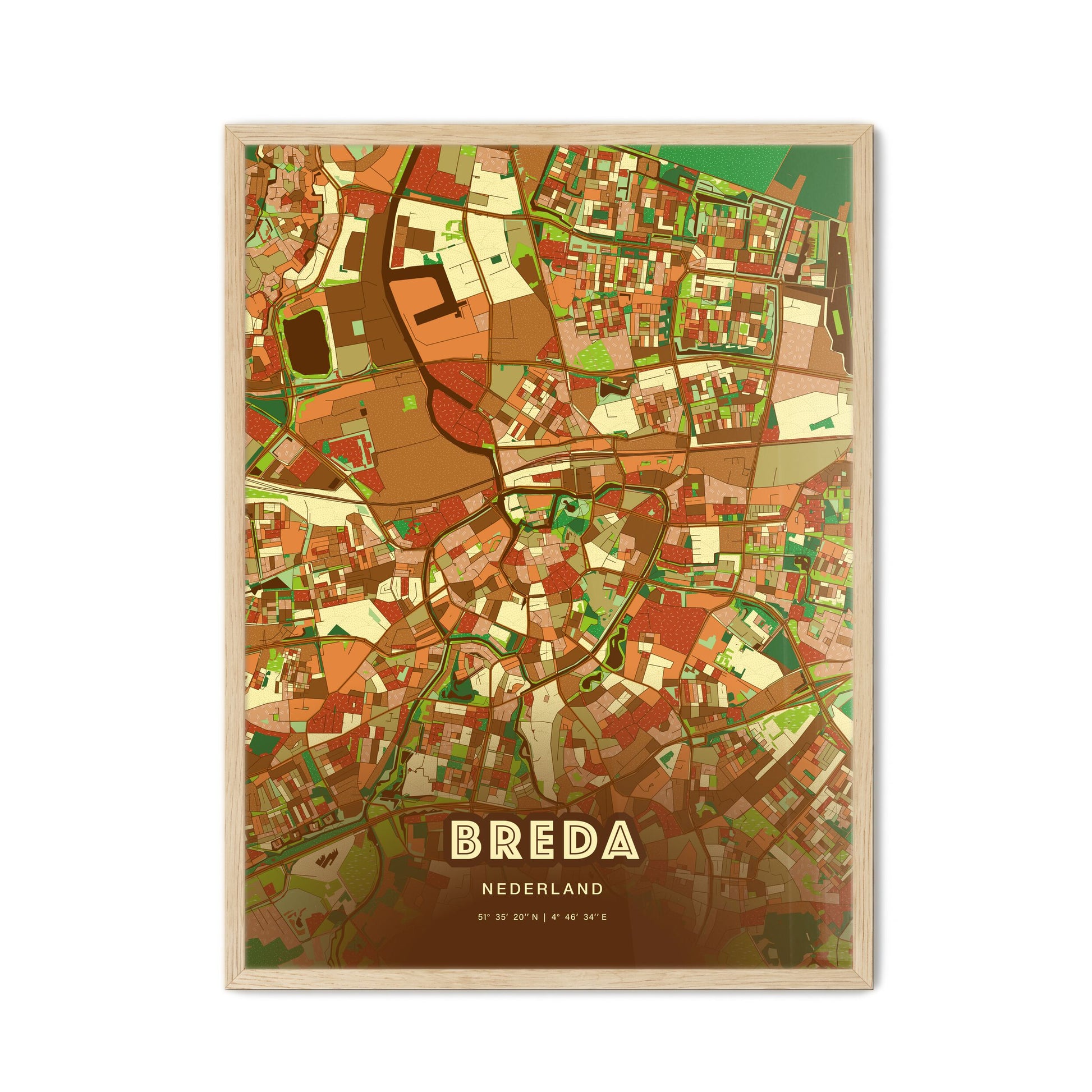 Colorful BREDA NETHERLANDS Fine Art Map Farmhouse