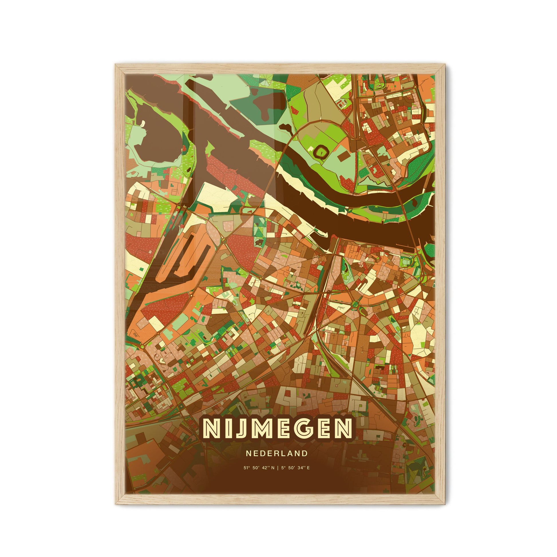 Colorful NIJMEGEN NETHERLANDS Fine Art Map Farmhouse