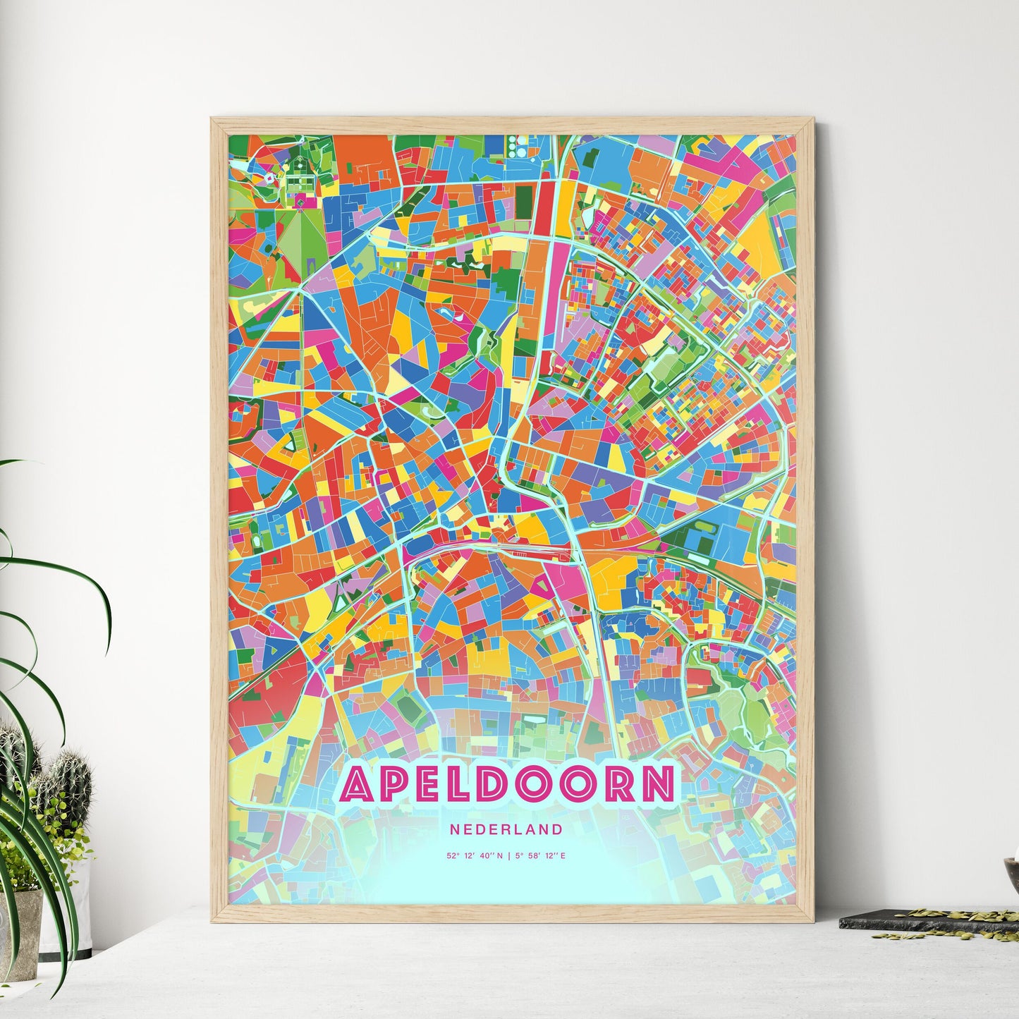 Colorful APELDOORN NETHERLANDS Fine Art Map Crazy Colors