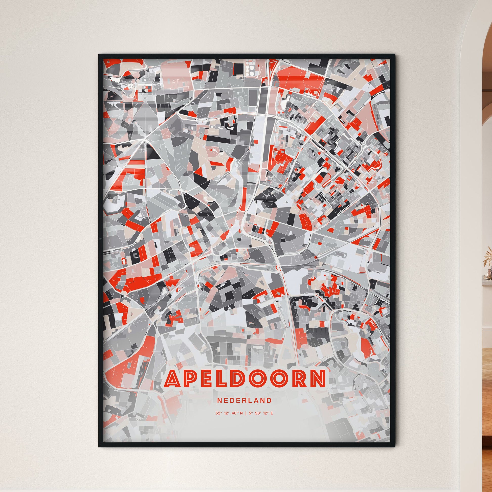 Colorful APELDOORN NETHERLANDS Fine Art Map Modern