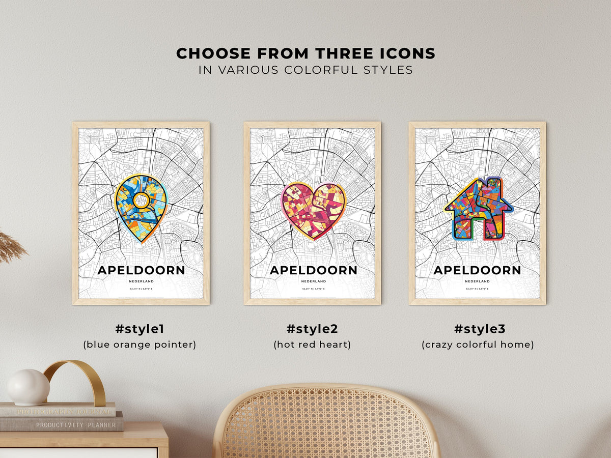 Apeldoorn Netherlands maps with colorful icons