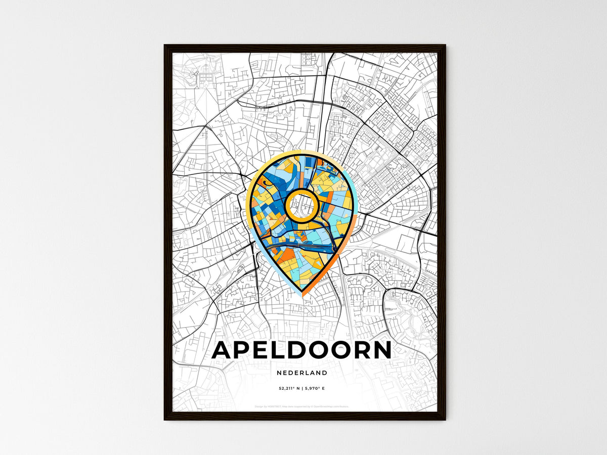 Apeldoorn Netherlands wedding art map with pointer icon