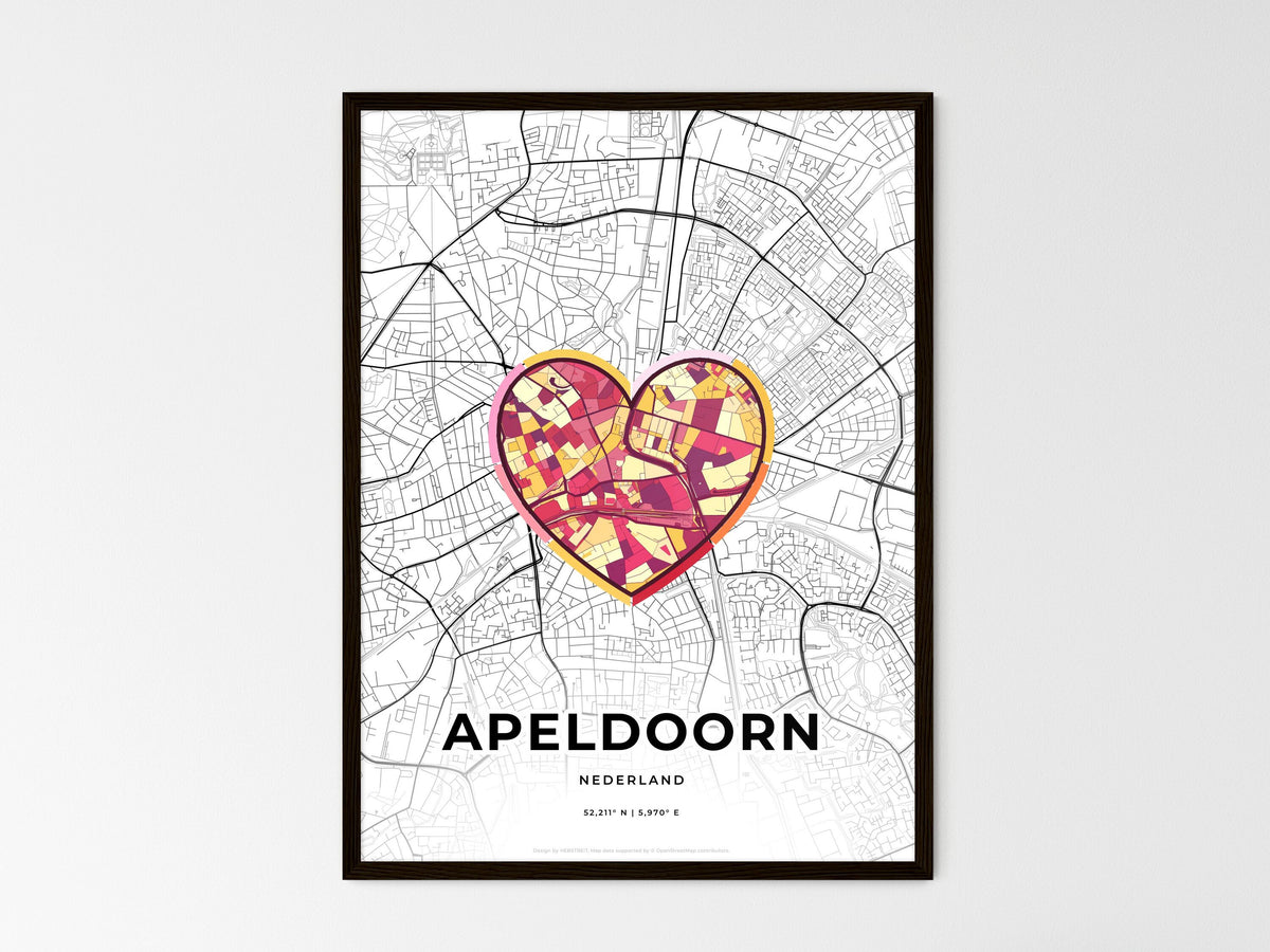 Apeldoorn Netherlands wedding art map with heart icon