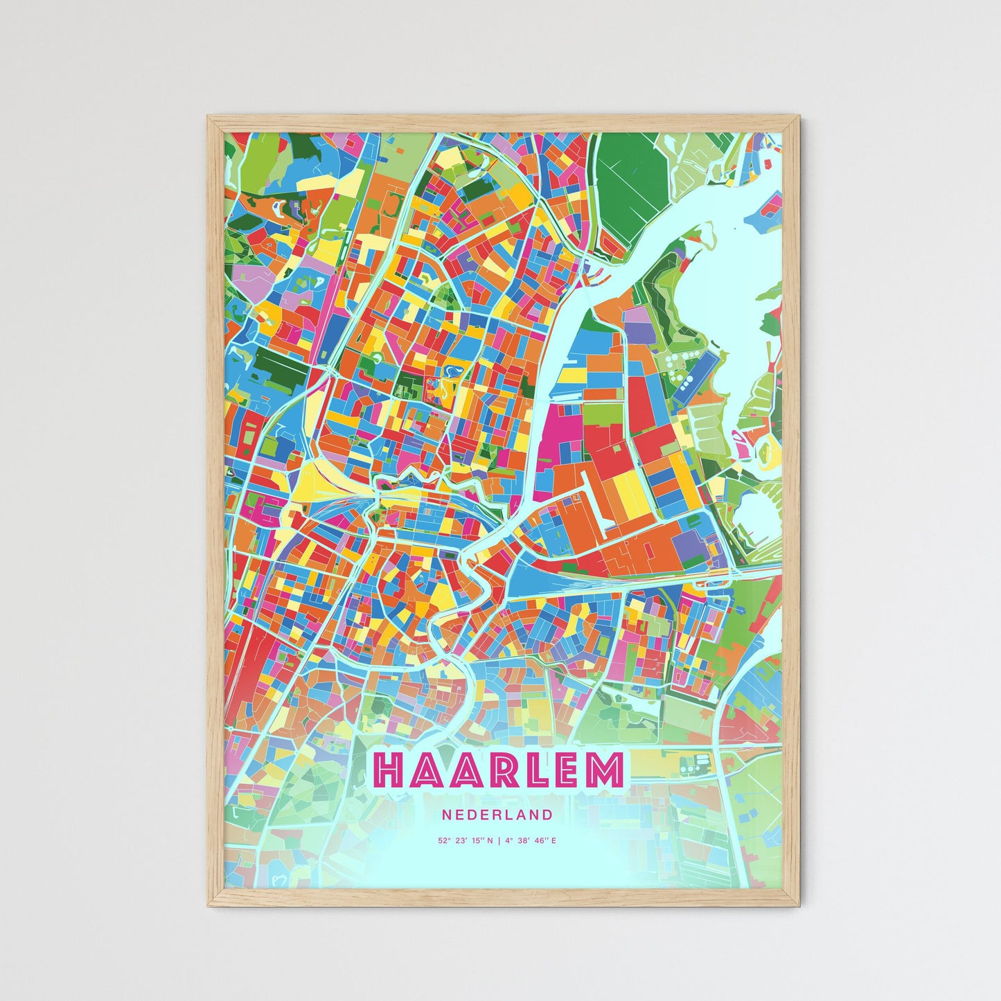 Colorful HAARLEM NETHERLANDS Fine Art Map Crazy Colors