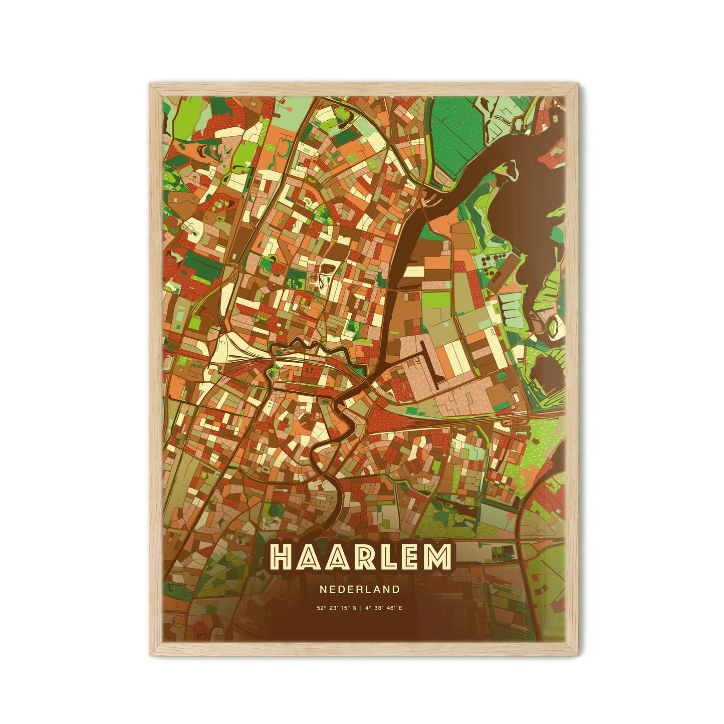 Colorful HAARLEM NETHERLANDS Fine Art Map Farmhouse