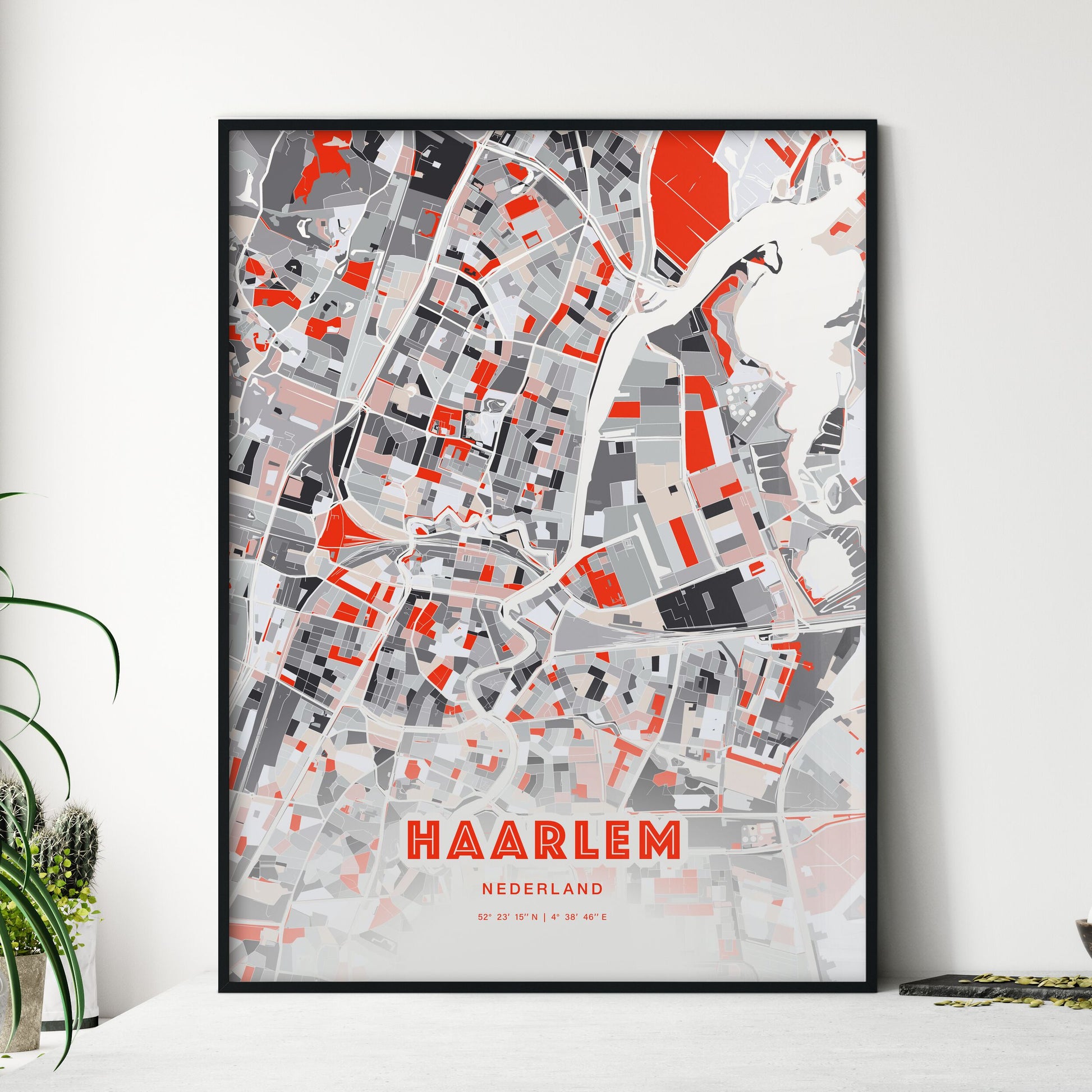 Colorful HAARLEM NETHERLANDS Fine Art Map Modern