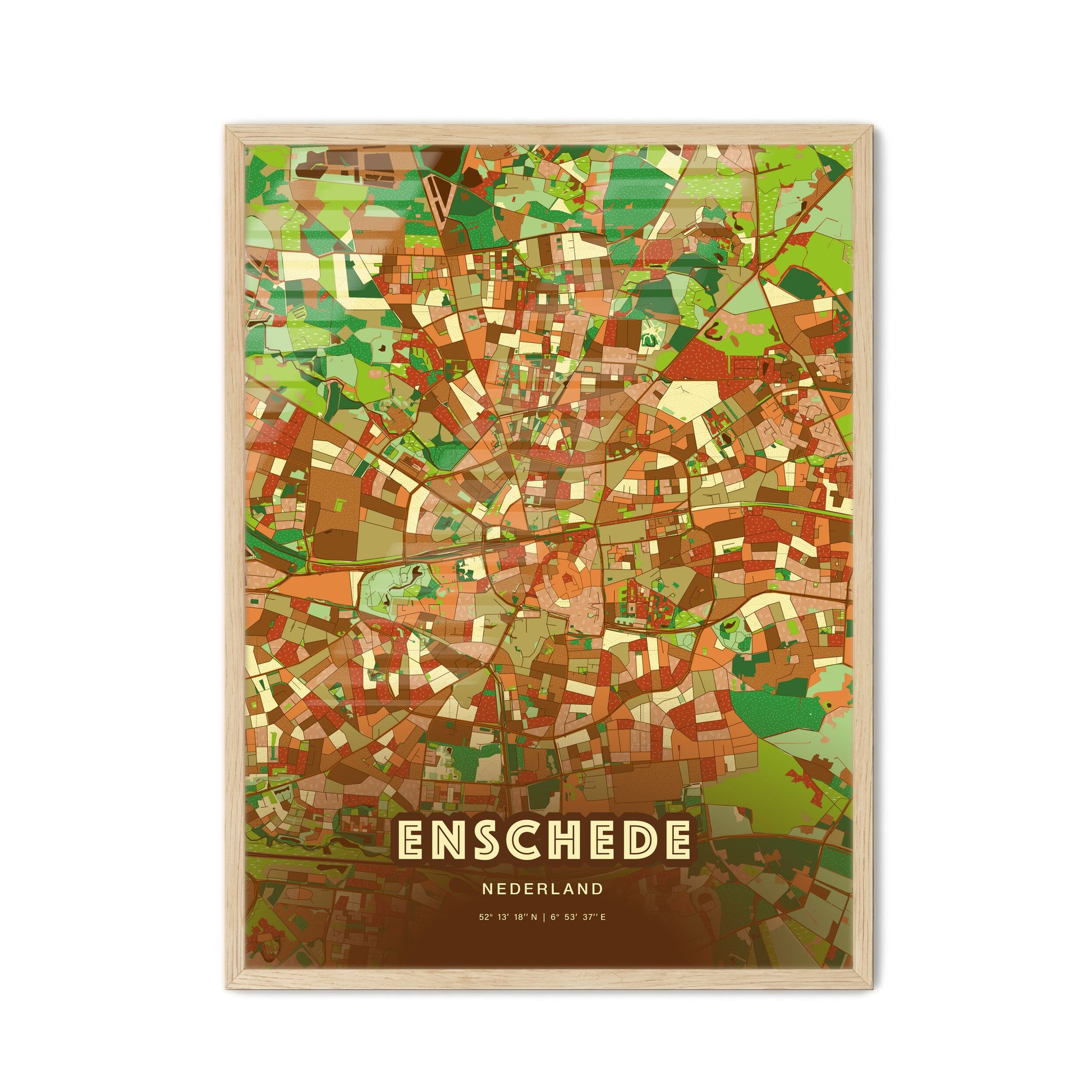 Colorful ENSCHEDE NETHERLANDS Fine Art Map Farmhouse