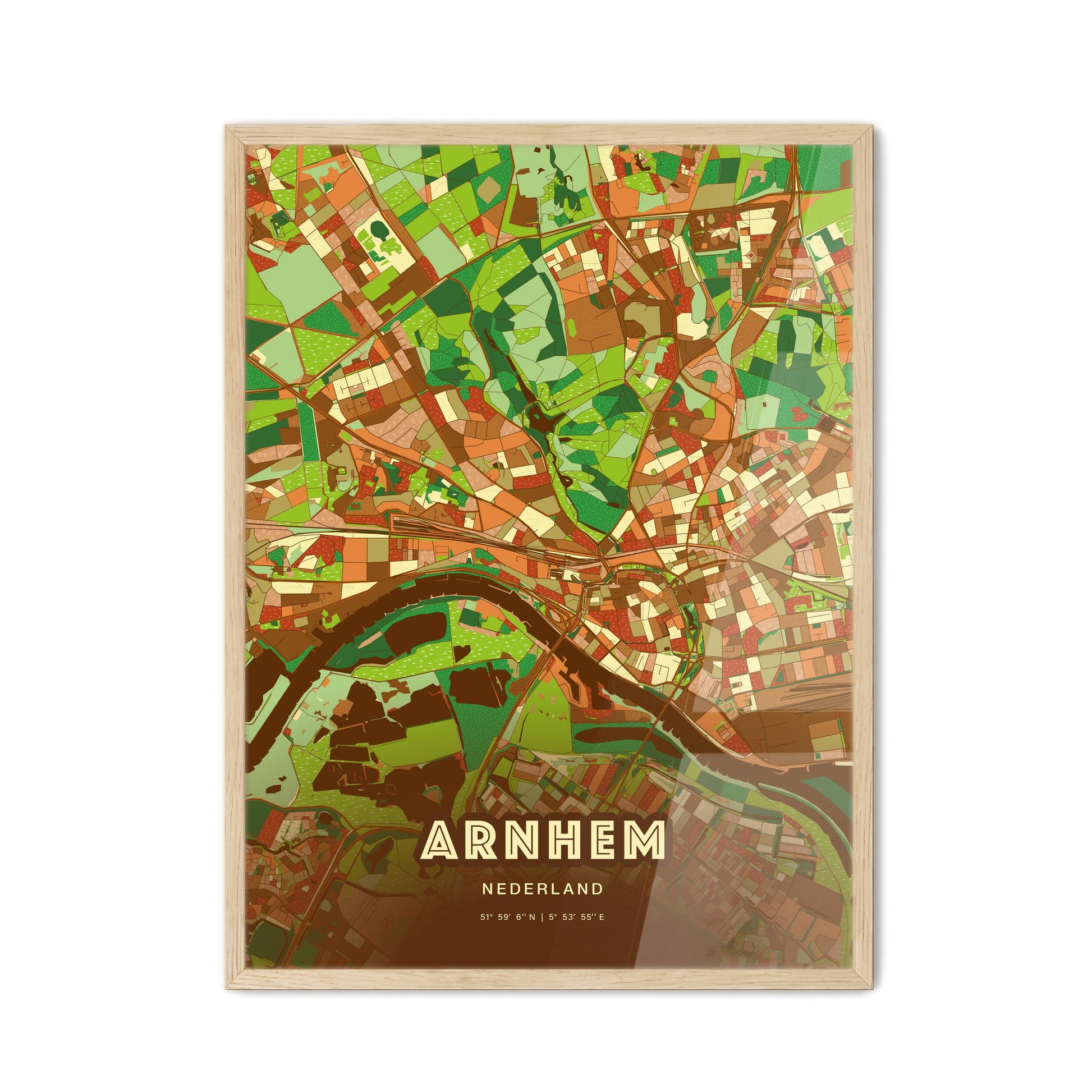 Colorful ARNHEM NETHERLANDS Fine Art Map Farmhouse