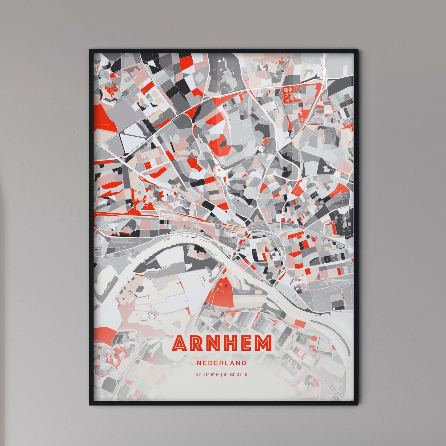 Colorful ARNHEM NETHERLANDS Fine Art Map Modern