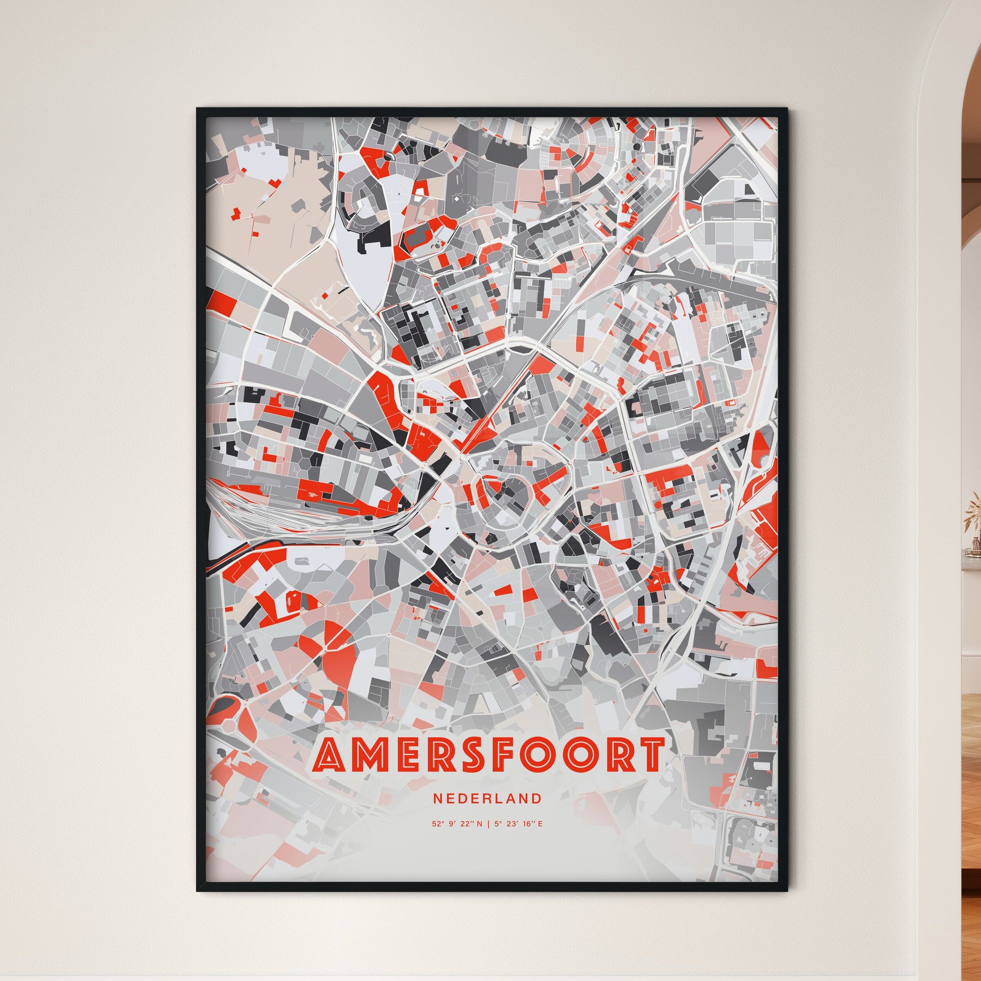 Colorful AMERSFOORT NETHERLANDS Fine Art Map Modern