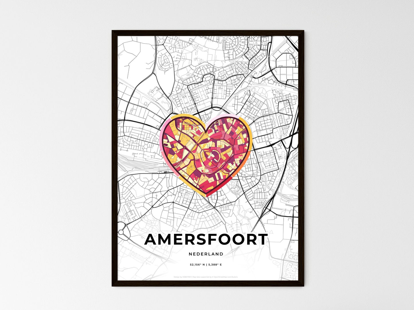 Amersfoort Netherlands wedding art map with heart icon