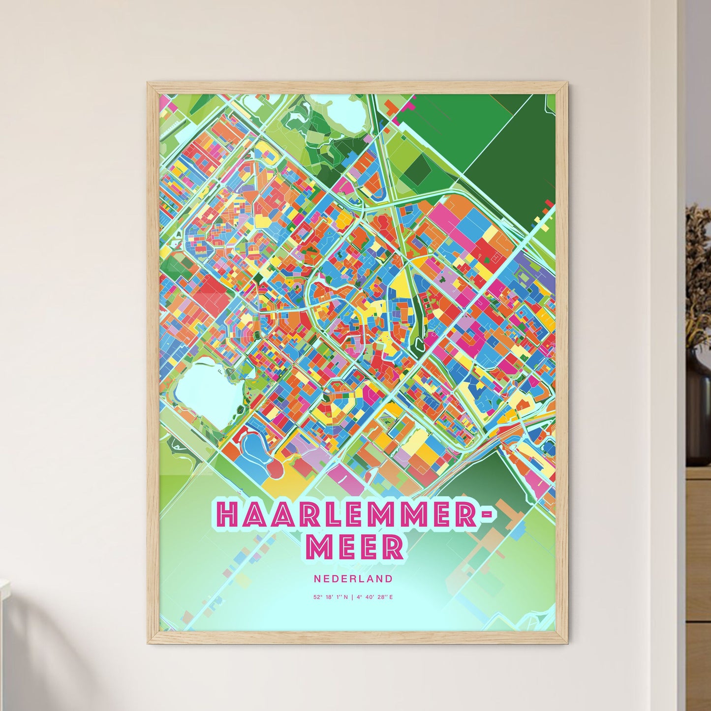 Colorful HAARLEMMERMEER NETHERLANDS Fine Art Map Crazy Colors