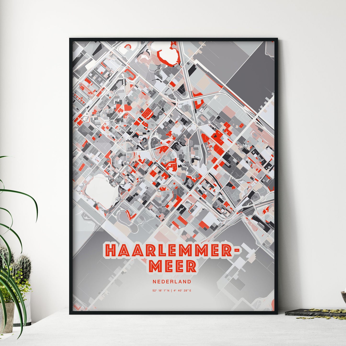 Colorful HAARLEMMERMEER NETHERLANDS Fine Art Map Modern