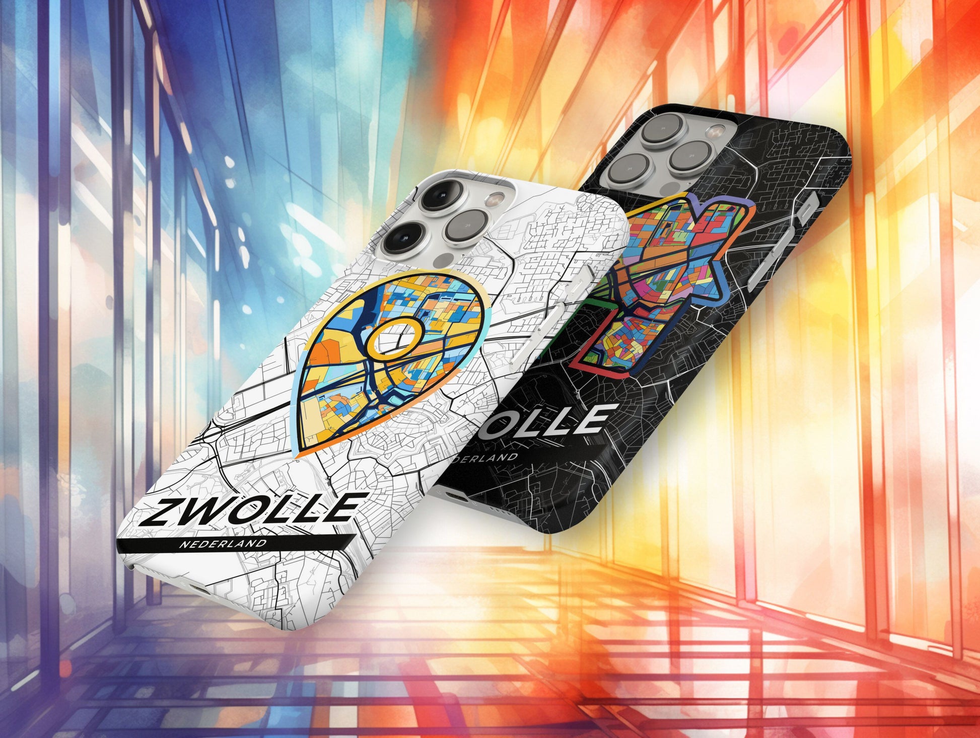 Zwolle Netherlands slim phone case with colorful icon