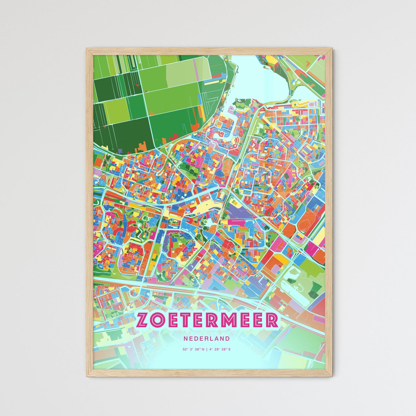Colorful ZOETERMEER NETHERLANDS Fine Art Map Crazy Colors