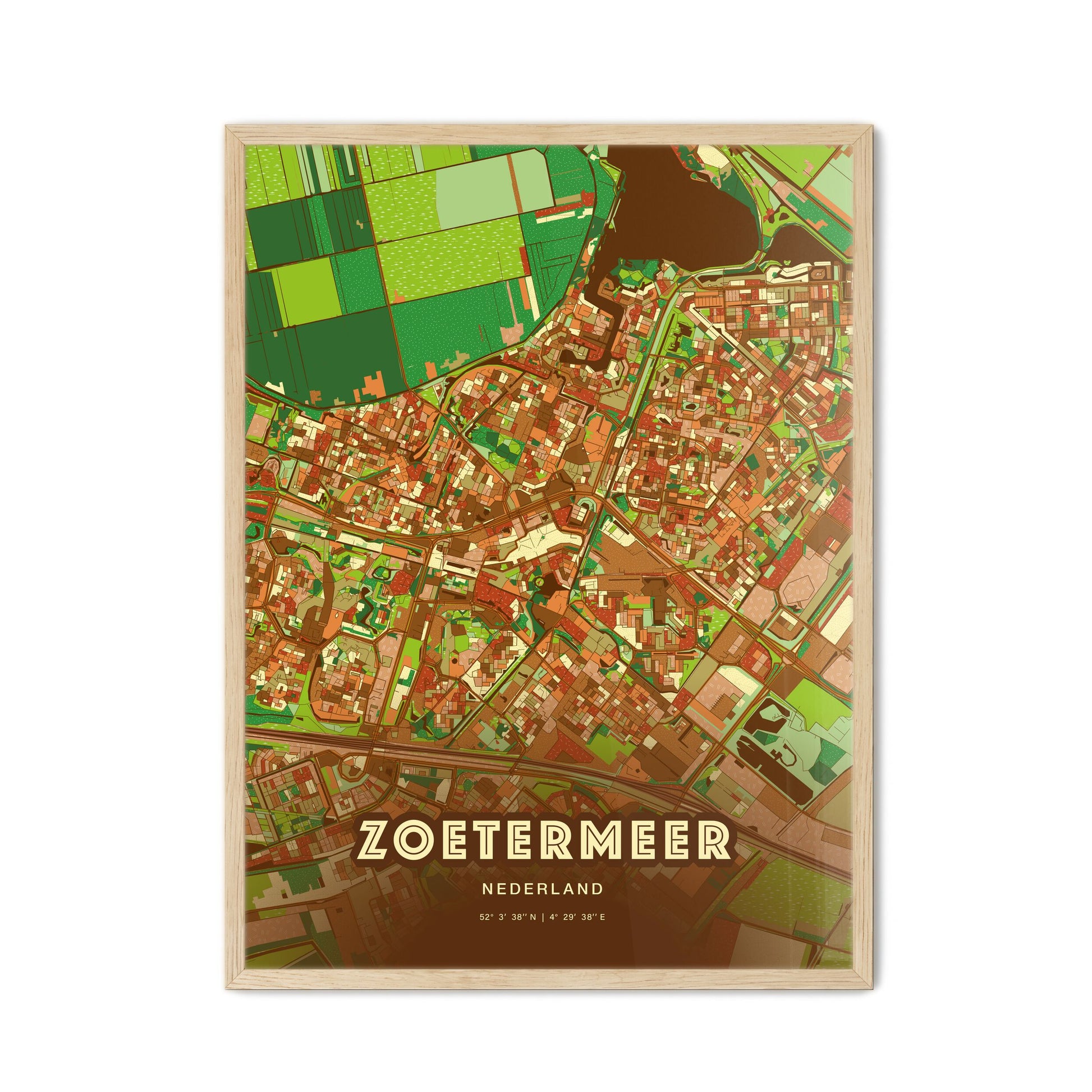 Colorful ZOETERMEER NETHERLANDS Fine Art Map Farmhouse