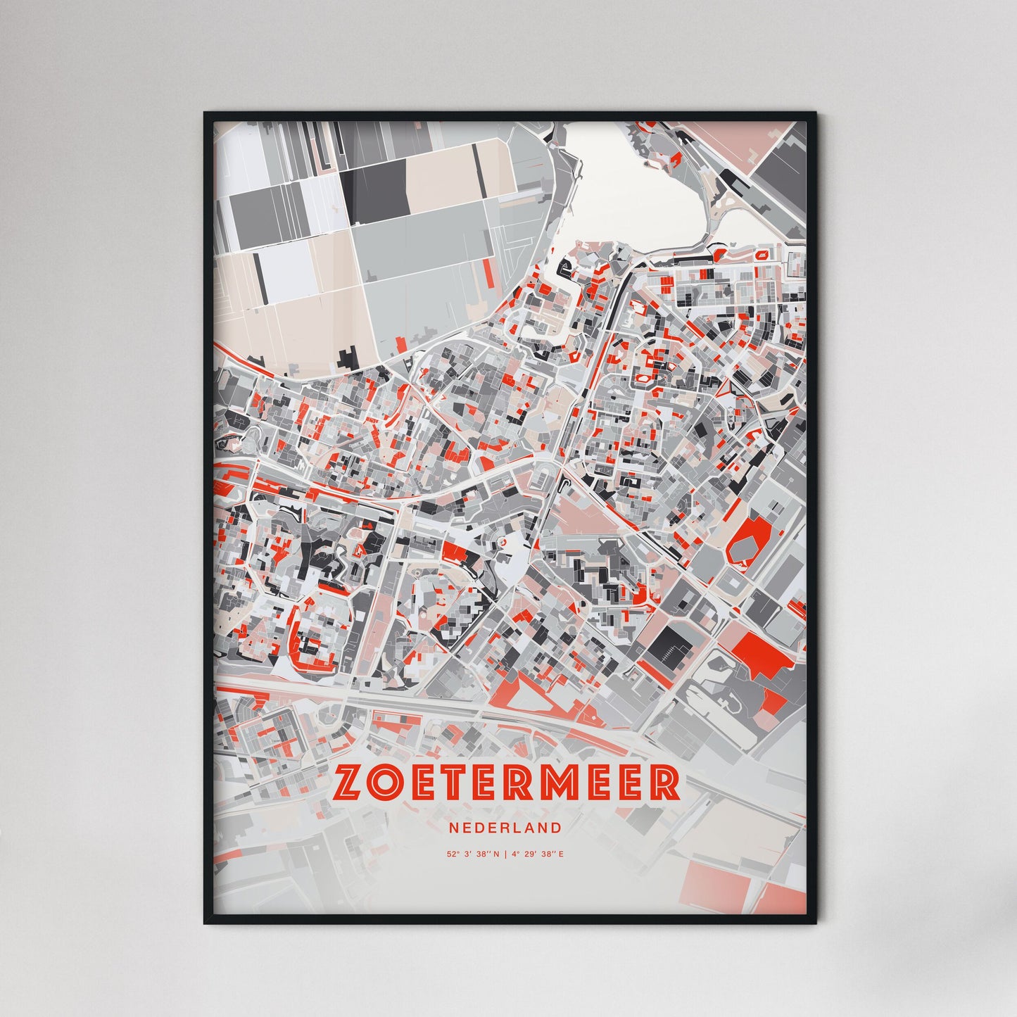 Colorful ZOETERMEER NETHERLANDS Fine Art Map Modern