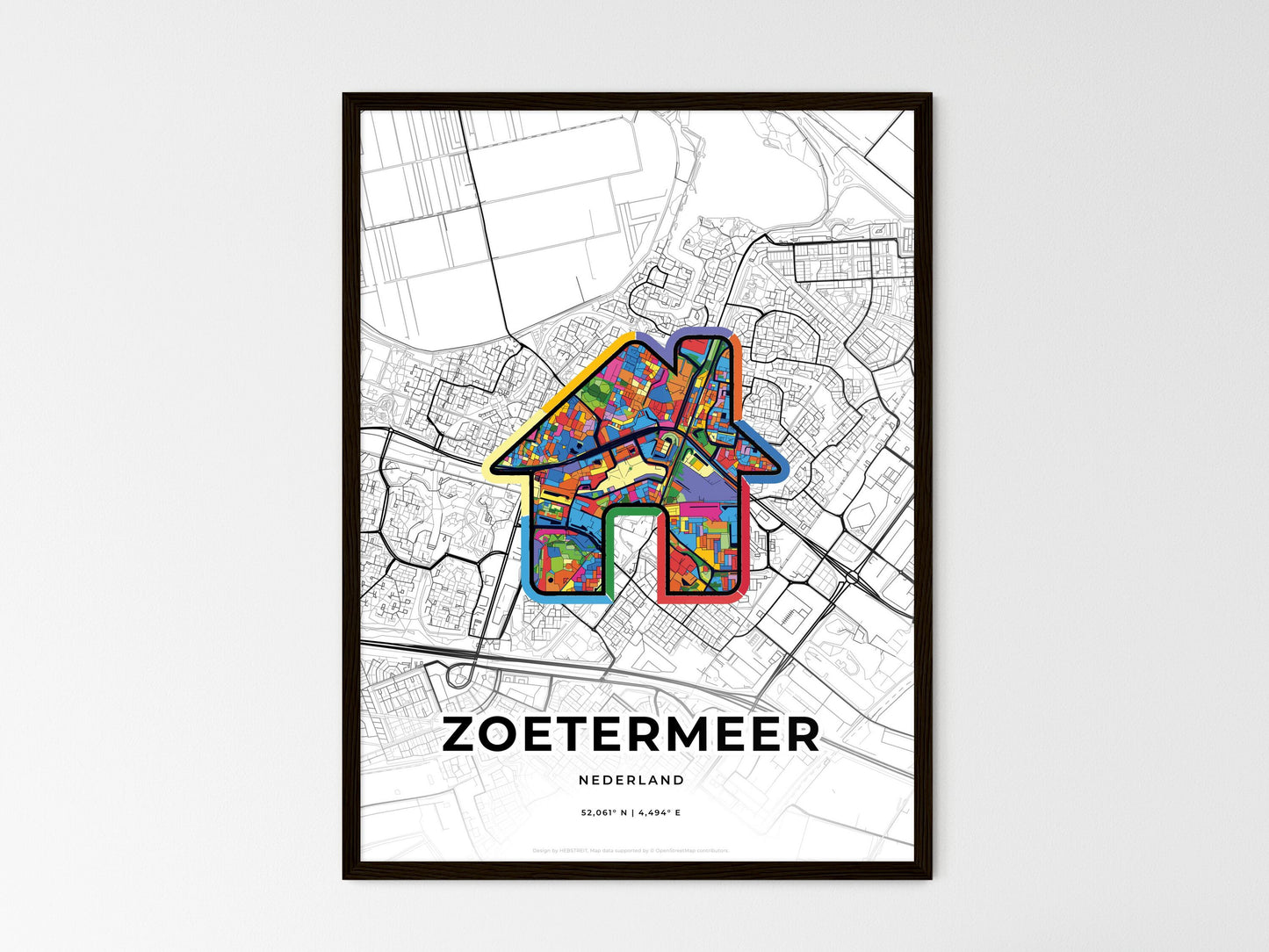 Zoetermeer Netherlands wedding art map with home icon