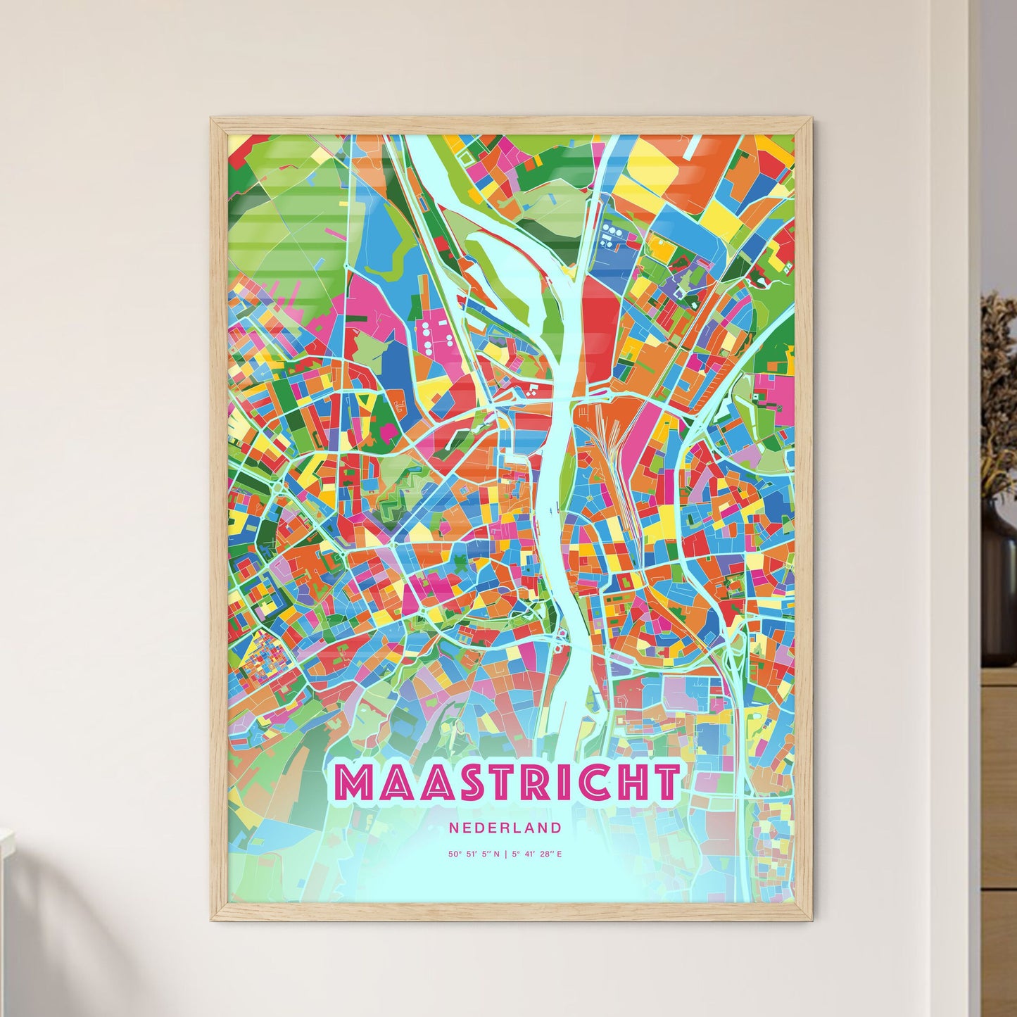 Colorful MAASTRICHT NETHERLANDS Fine Art Map Crazy Colors