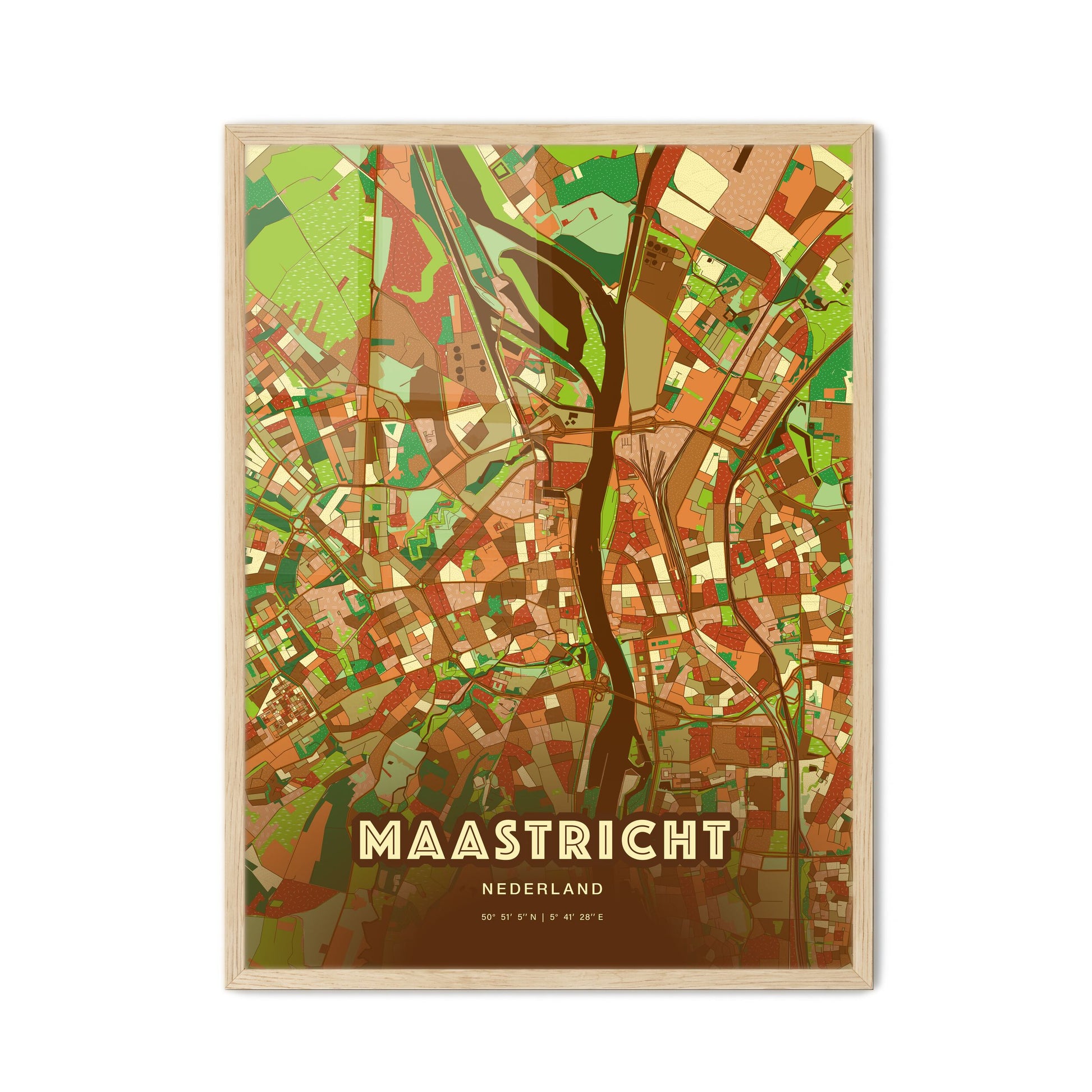 Colorful MAASTRICHT NETHERLANDS Fine Art Map Farmhouse