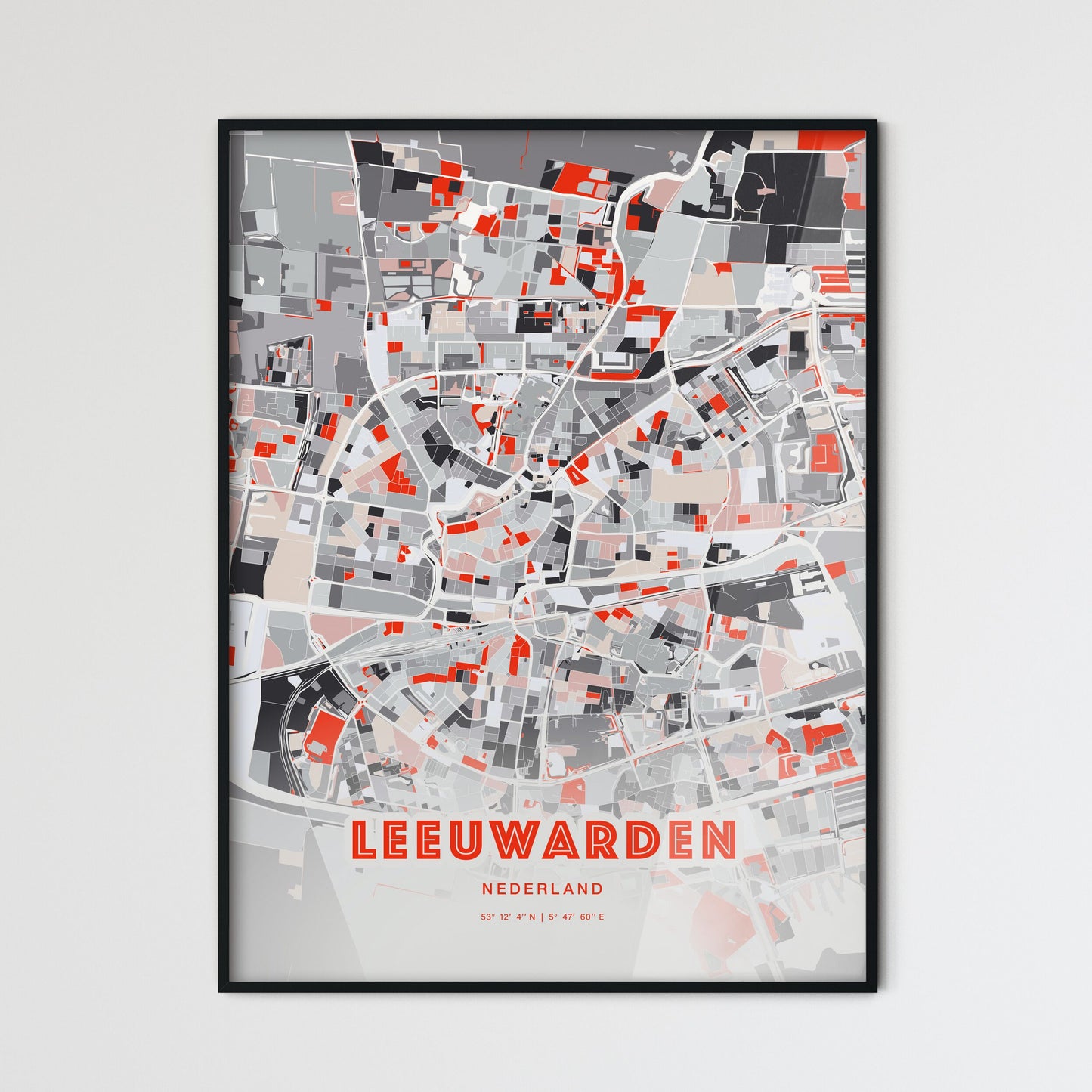 Colorful LEEUWARDEN NETHERLANDS Fine Art Map Modern