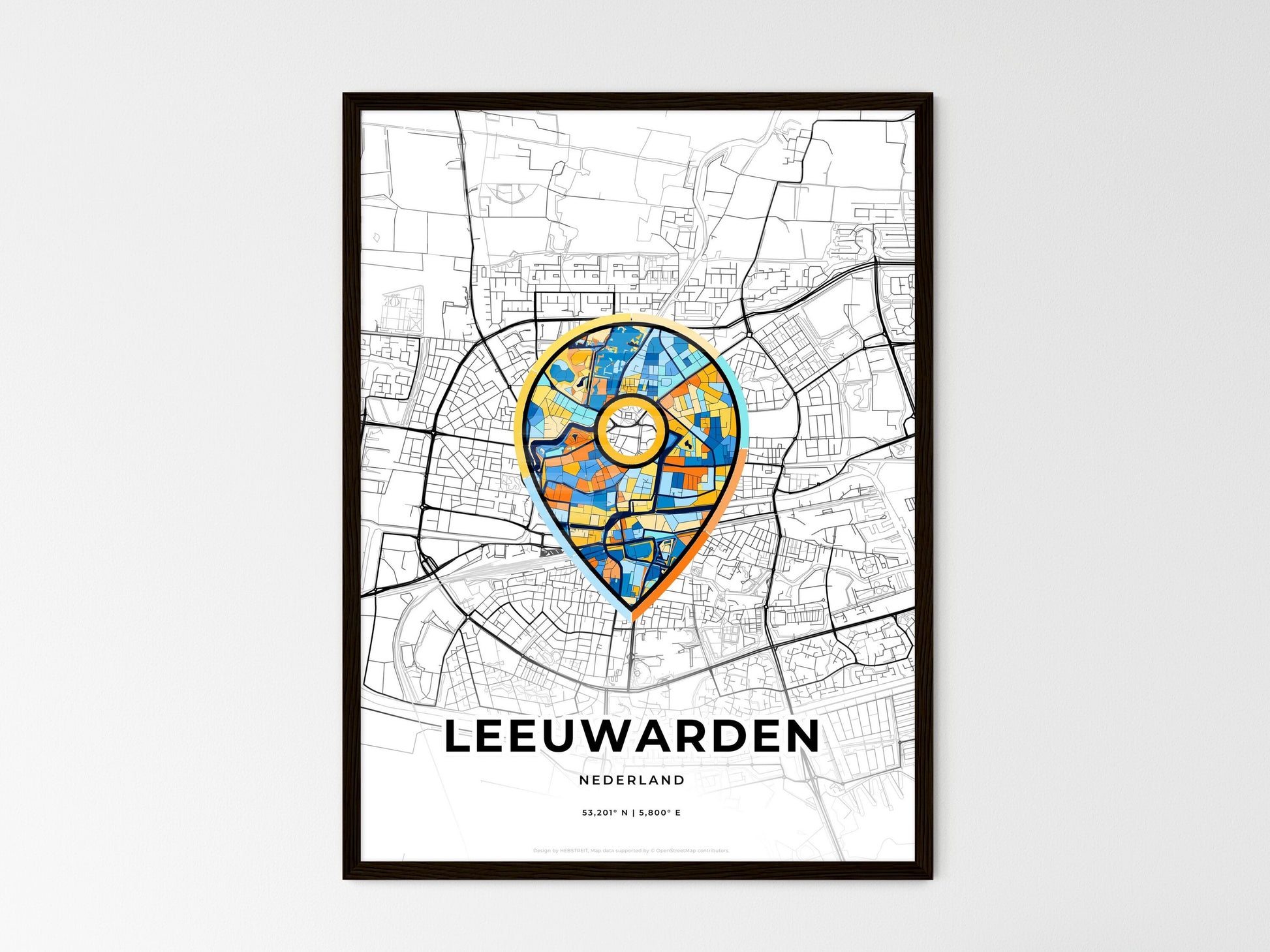 Leeuwarden Netherlands wedding art map with pointer icon