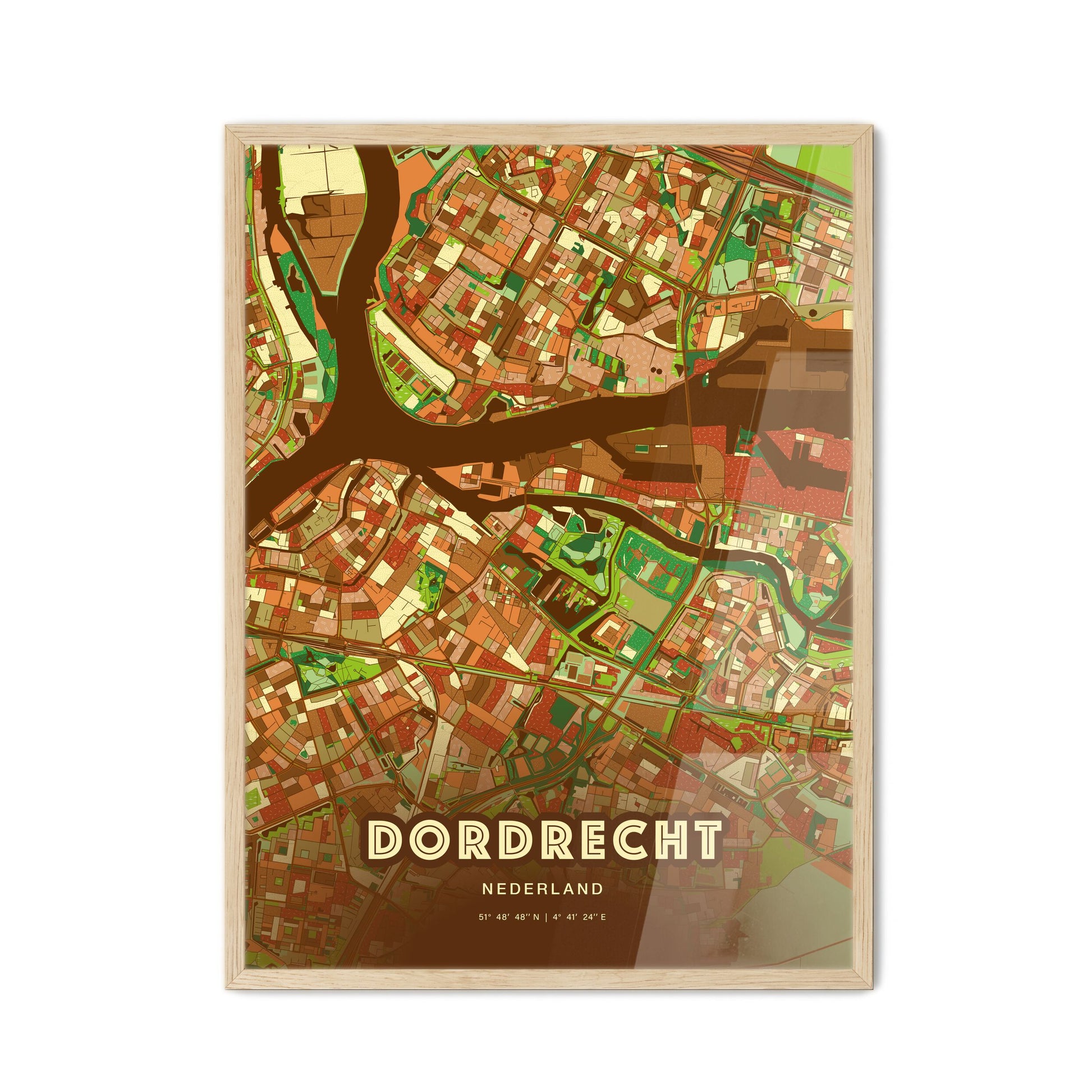 Colorful DORDRECHT NETHERLANDS Fine Art Map Farmhouse