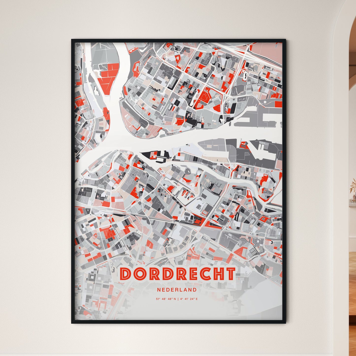 Colorful DORDRECHT NETHERLANDS Fine Art Map Modern