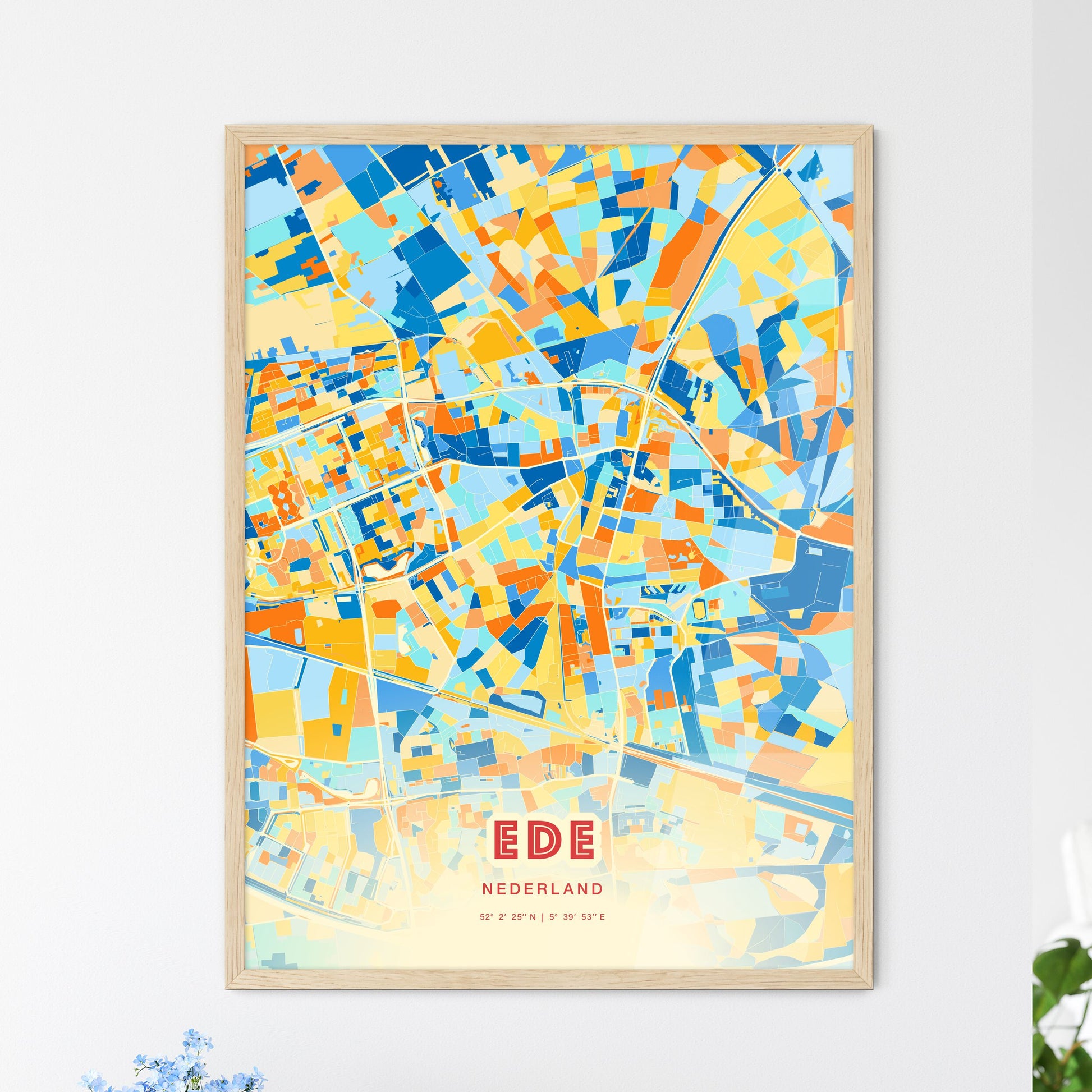 Colorful EDE NETHERLANDS Fine Art Map Blue Orange