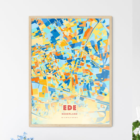 Colorful EDE NETHERLANDS Fine Art Map Blue Orange