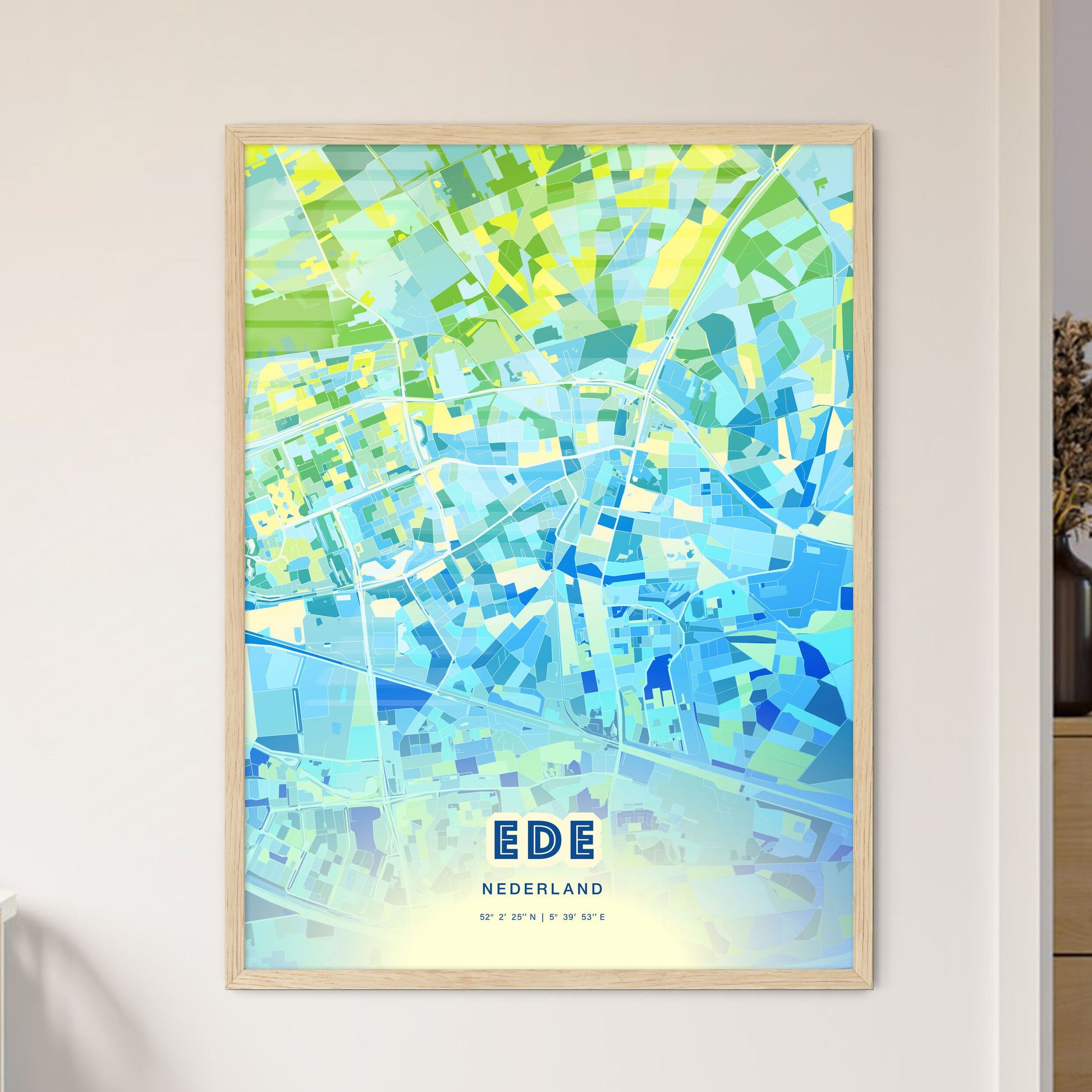 Colorful EDE NETHERLANDS Fine Art Map Cool Blue