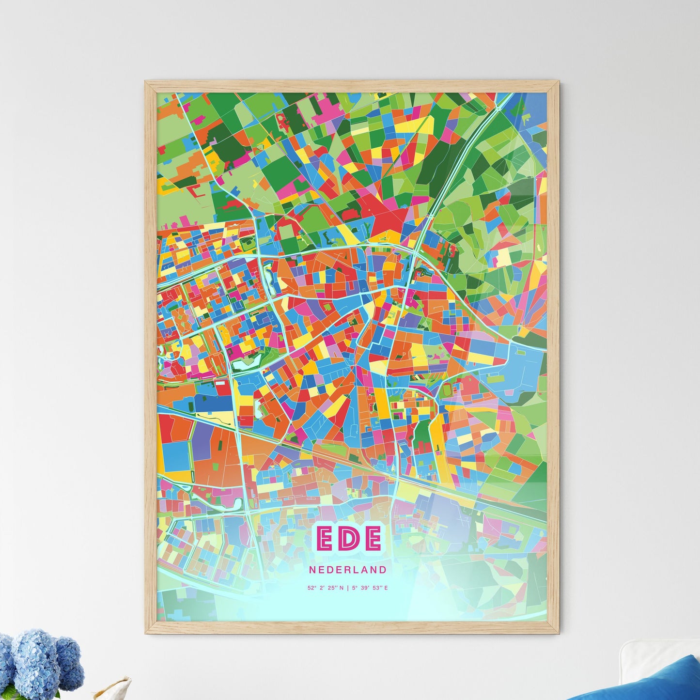 Colorful EDE NETHERLANDS Fine Art Map Crazy Colors