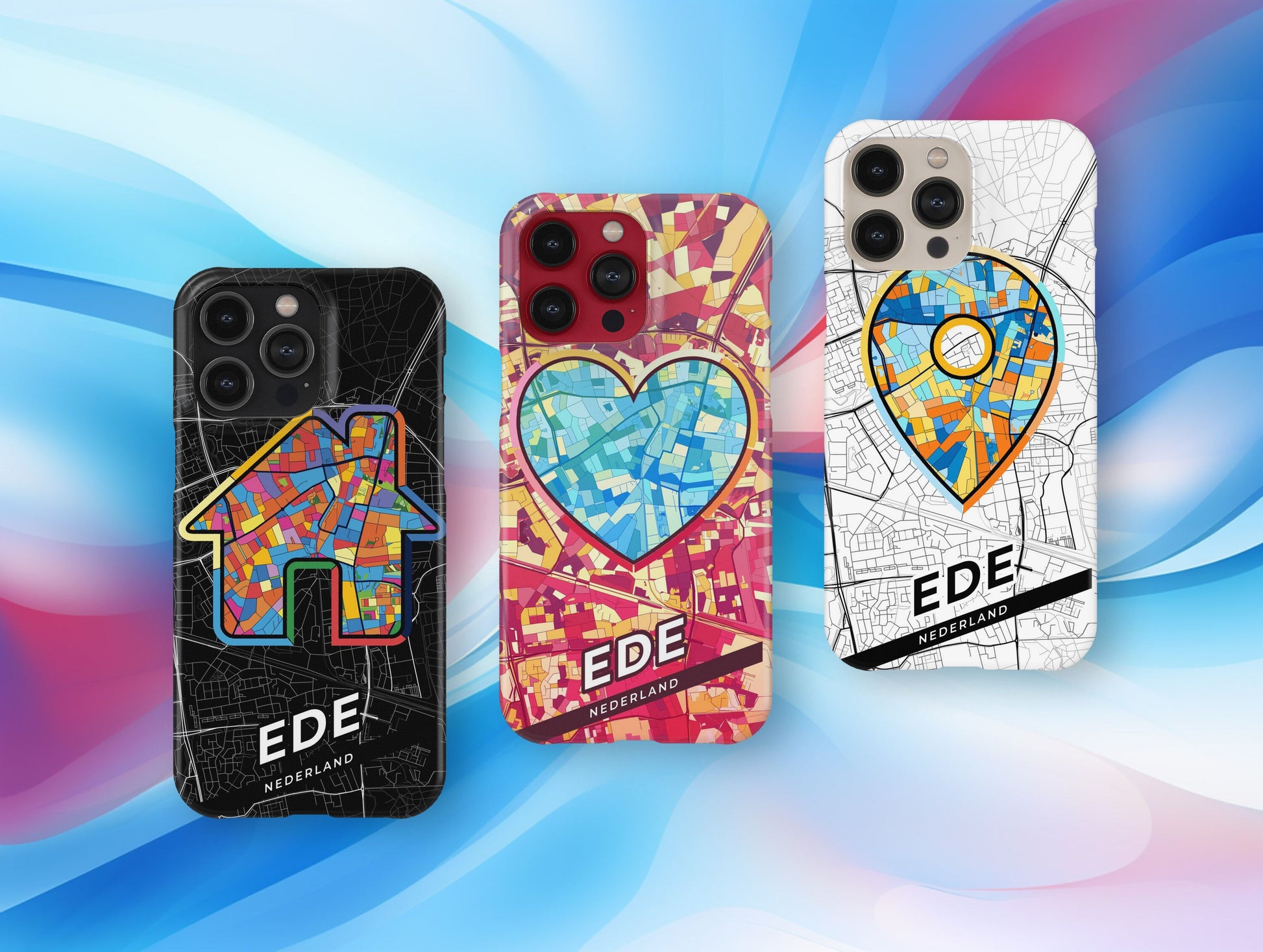 Ede Netherlands slim phone case with colorful icon. Birthday, wedding or housewarming gift. Couple match cases.
