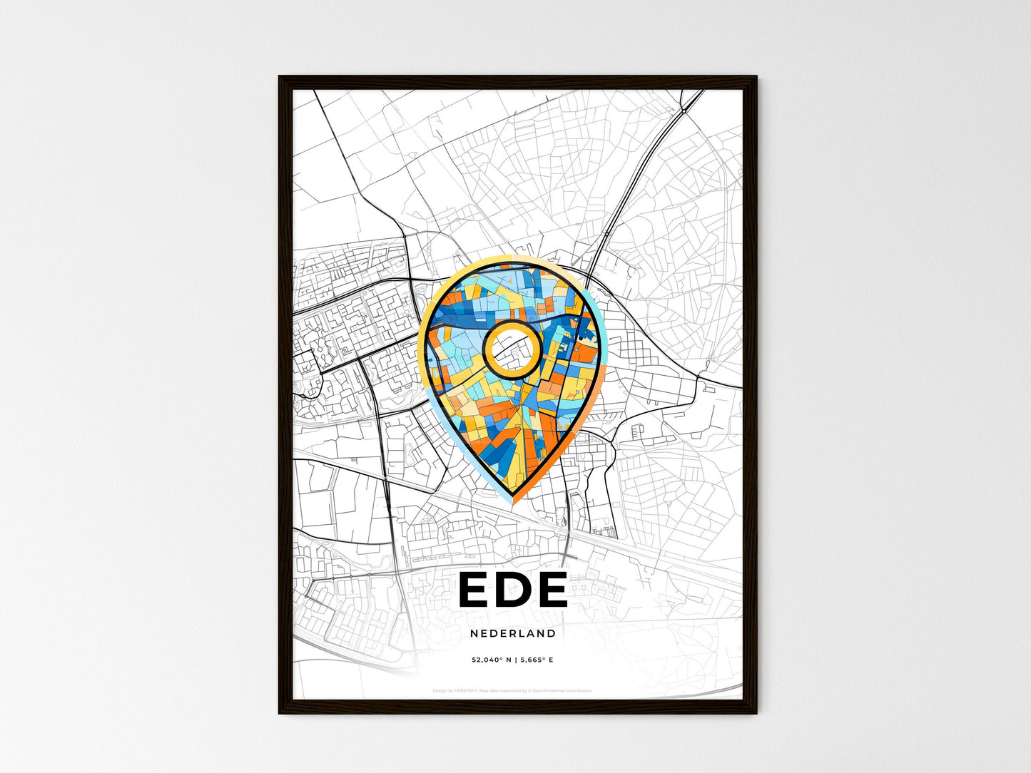 Ede Netherlands wedding art map with pointer icon