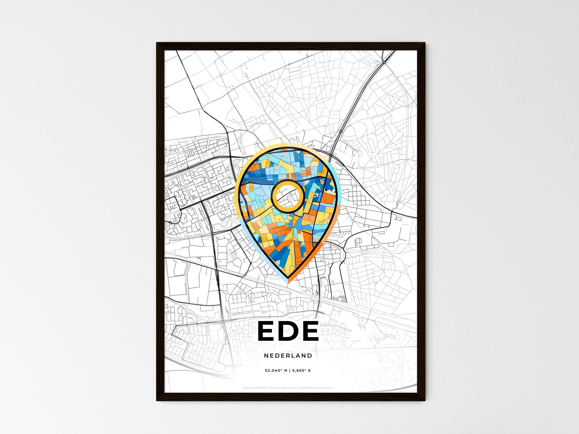 Ede Netherlands wedding art map with pointer icon