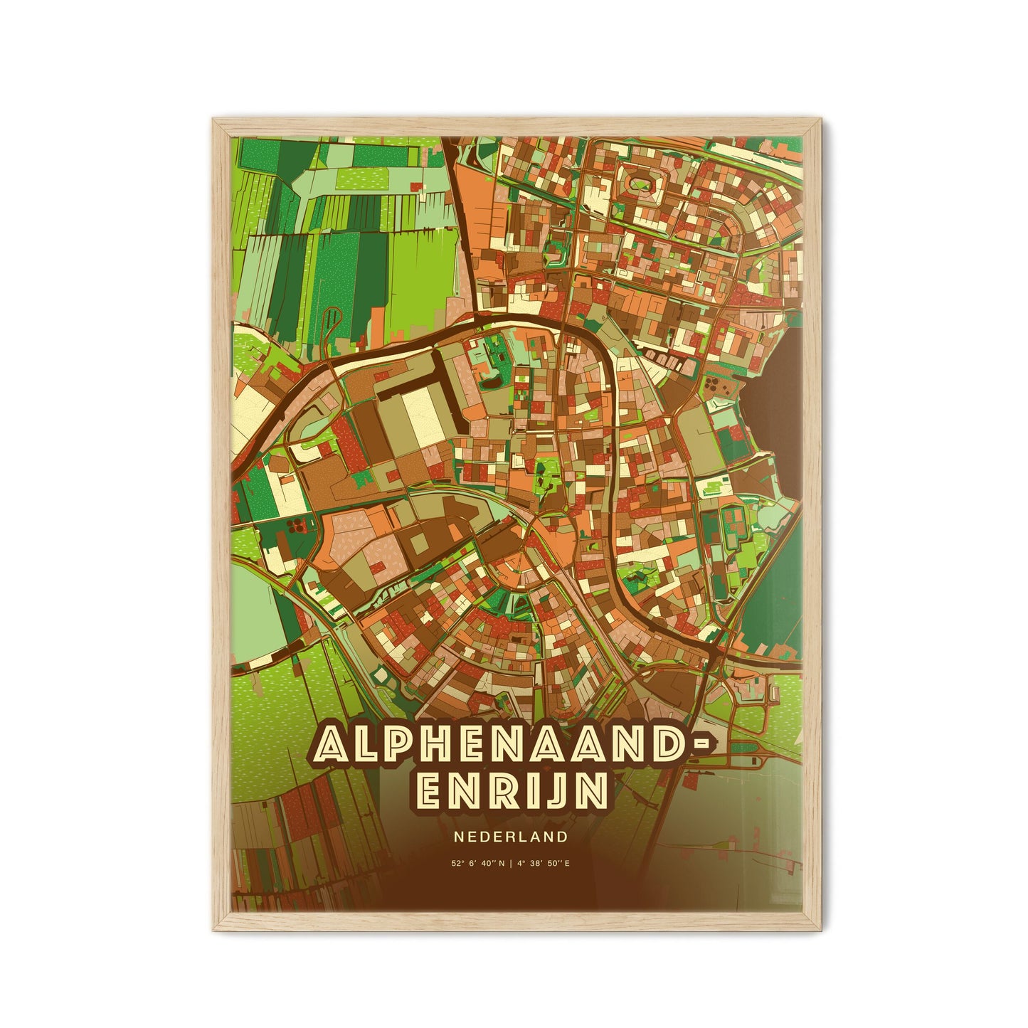 Colorful ALPHEN AAN DEN RIJN NETHERLANDS Fine Art Map Farmhouse