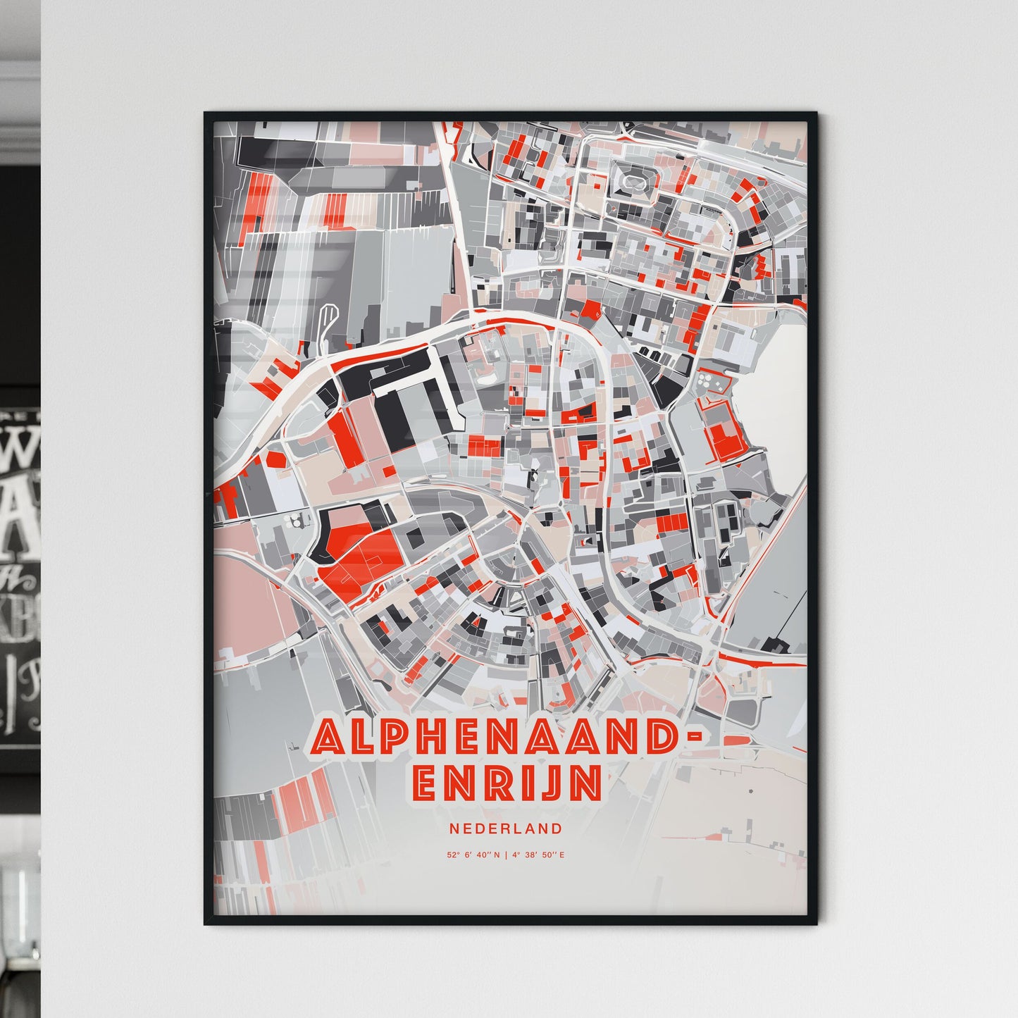 Colorful ALPHEN AAN DEN RIJN NETHERLANDS Fine Art Map Modern