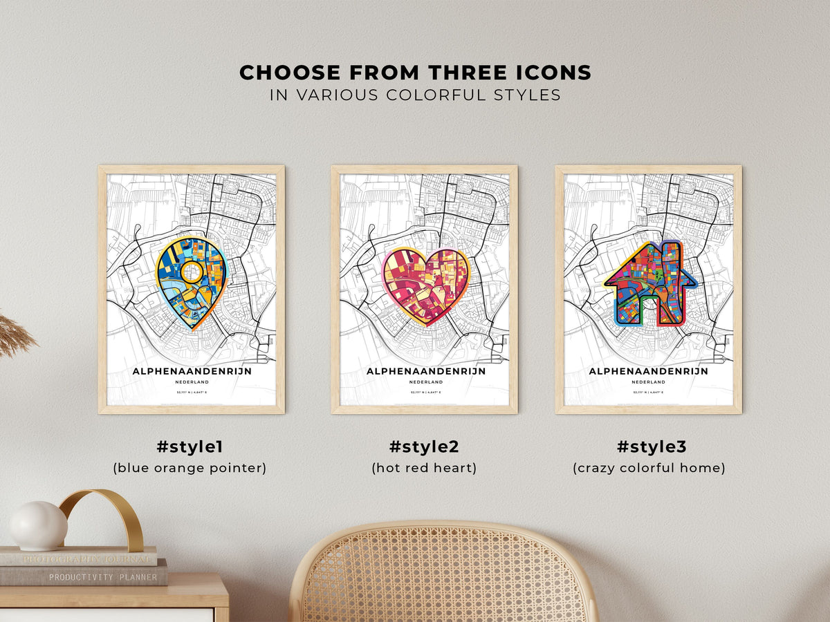 Alphen Aan Den Rijn Netherlands maps with colorful icons