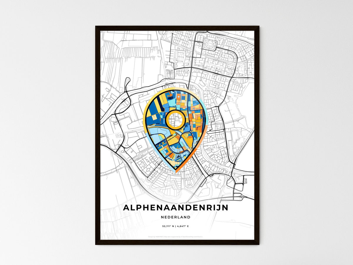Alphen Aan Den Rijn Netherlands wedding art map with pointer icon