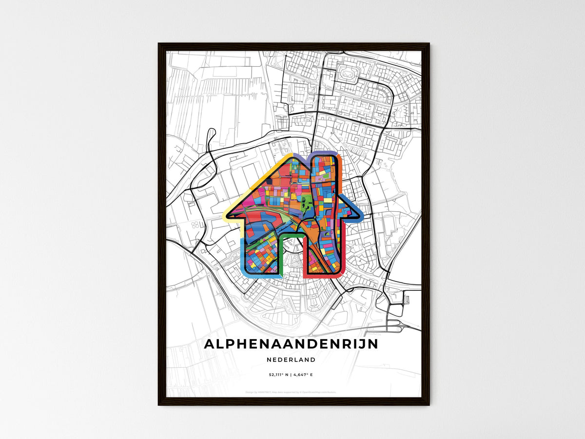 Alphen Aan Den Rijn Netherlands wedding art map with home icon