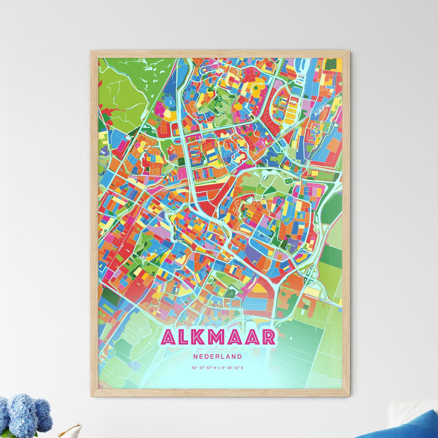 Colorful ALKMAAR NETHERLANDS Fine Art Map Crazy Colors