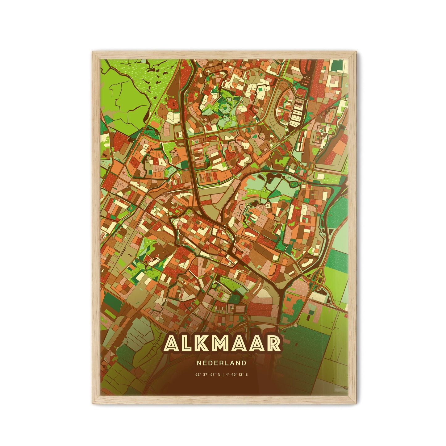 Colorful ALKMAAR NETHERLANDS Fine Art Map Farmhouse