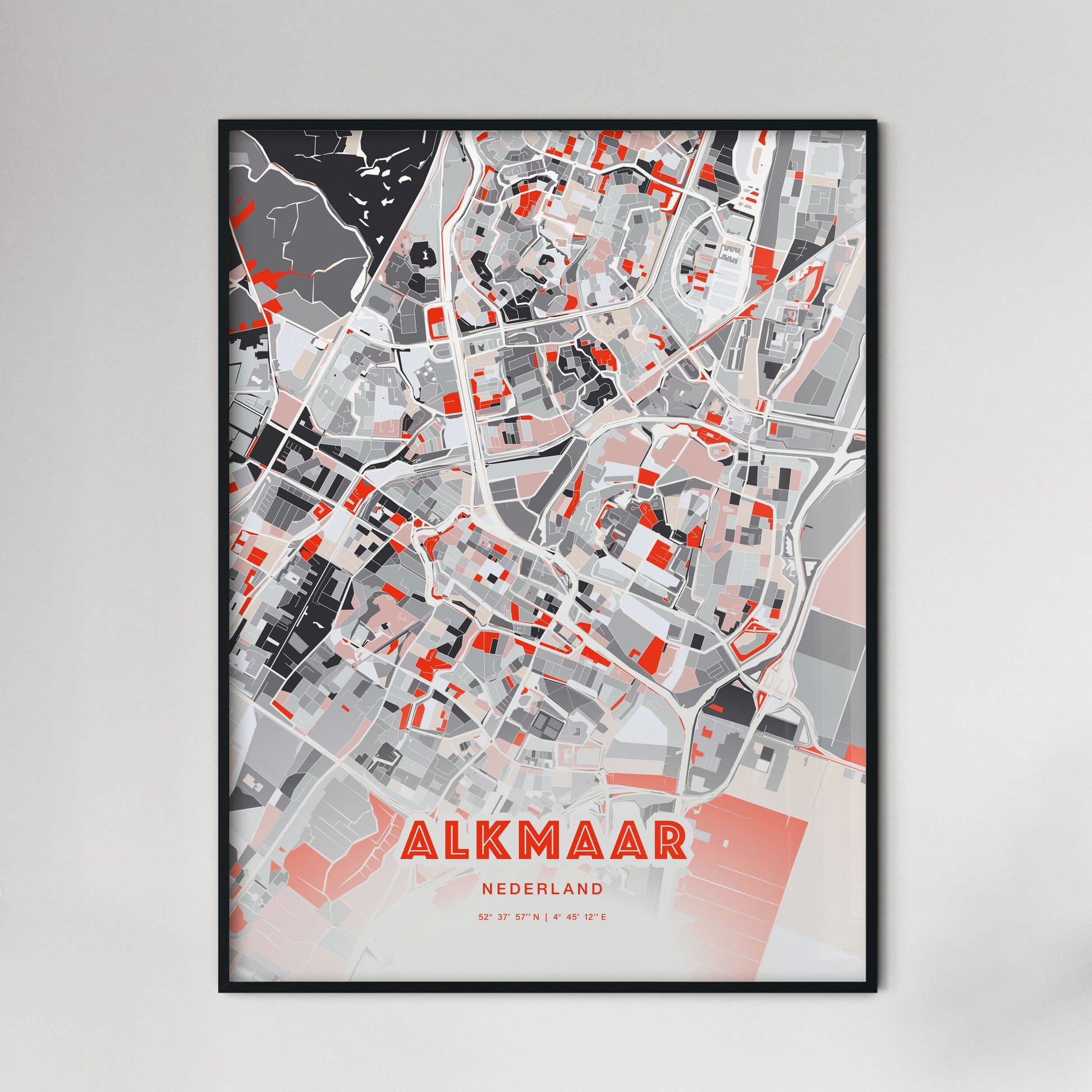 Colorful ALKMAAR NETHERLANDS Fine Art Map Modern