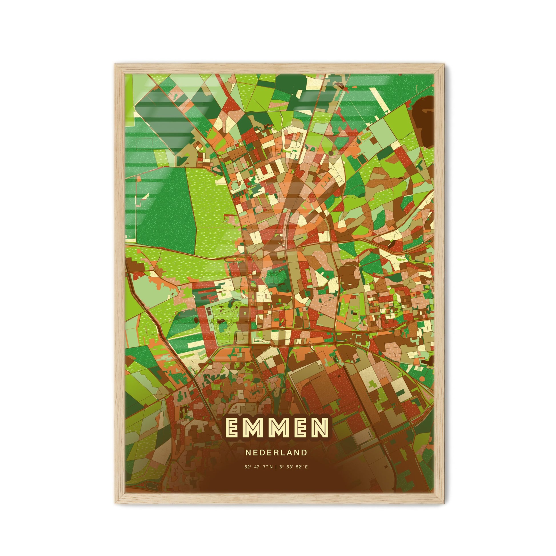 Colorful EMMEN NETHERLANDS Fine Art Map Farmhouse