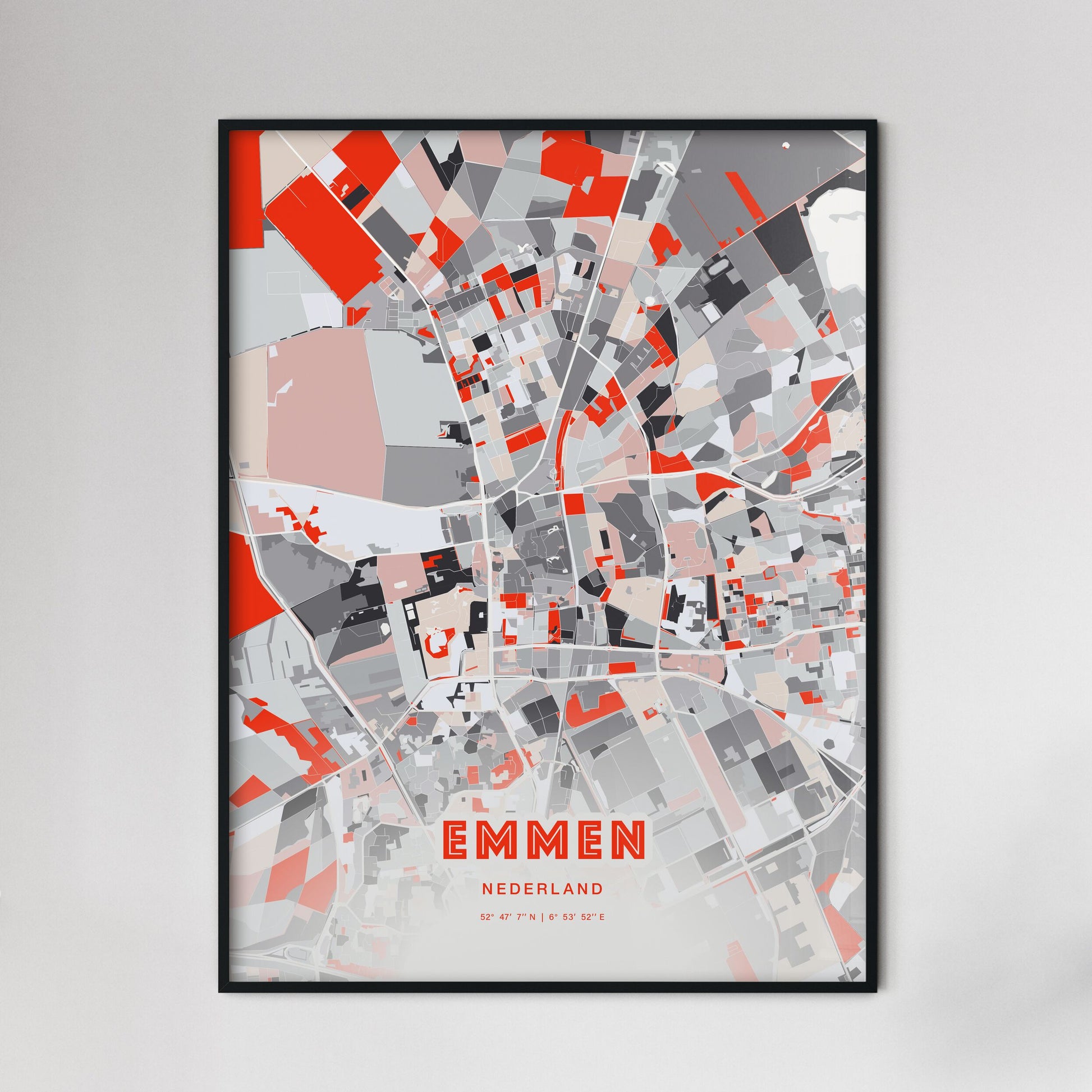 Colorful EMMEN NETHERLANDS Fine Art Map Modern