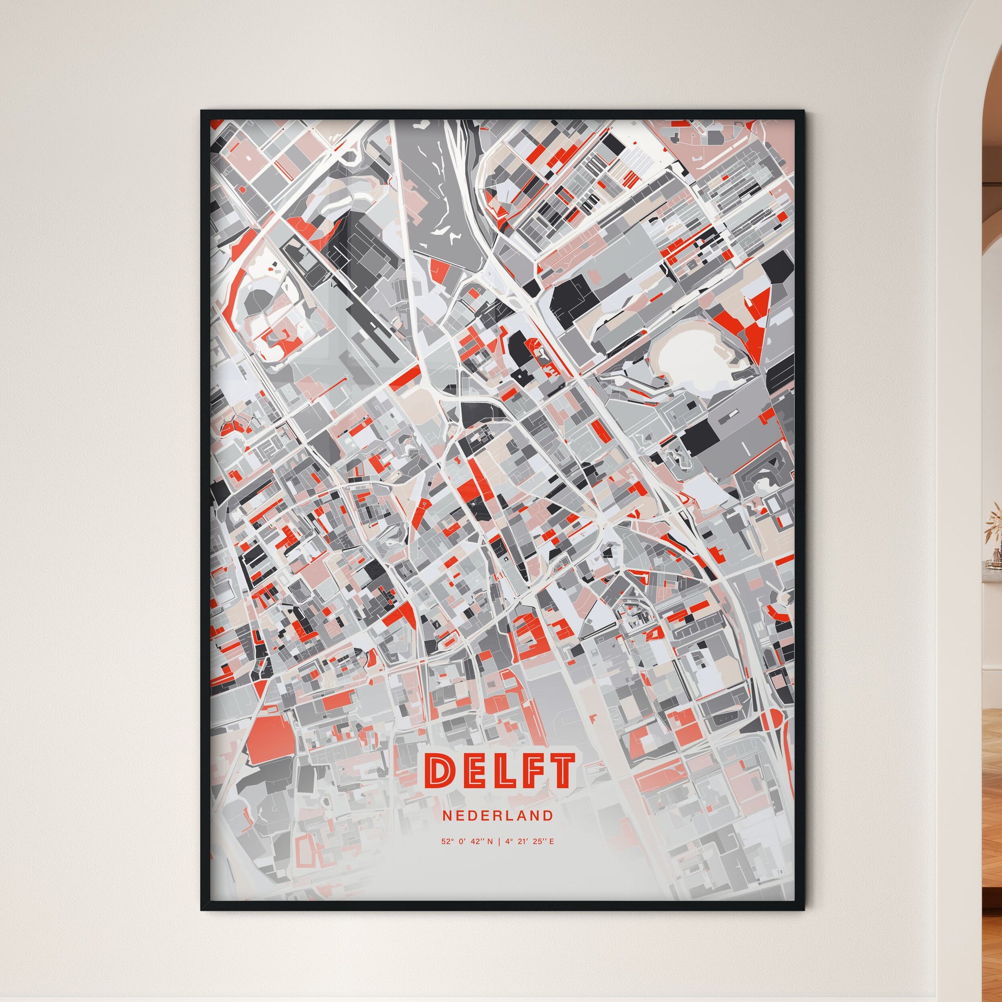 Colorful DELFT NETHERLANDS Fine Art Map Modern